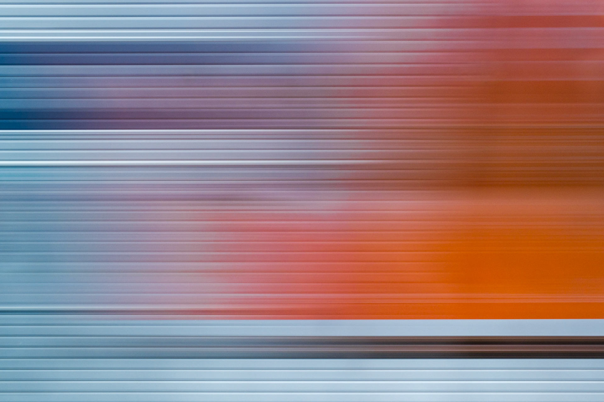 Digital Isolation V — pale blue, lilac and orange streaks above a black band.