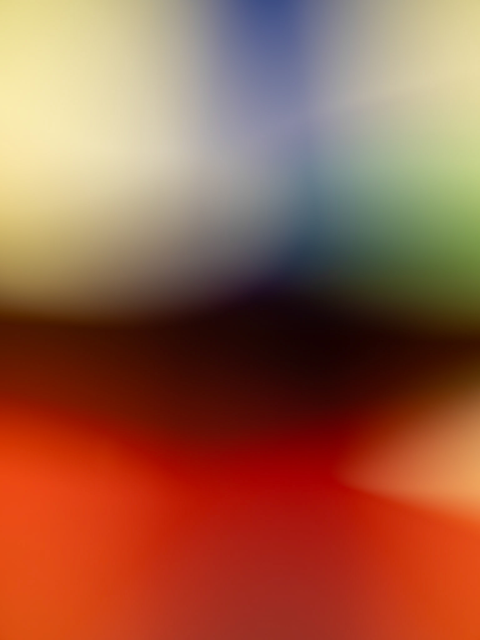 Melting Pot VIII — cream, green and blue haze above red and orange layers.