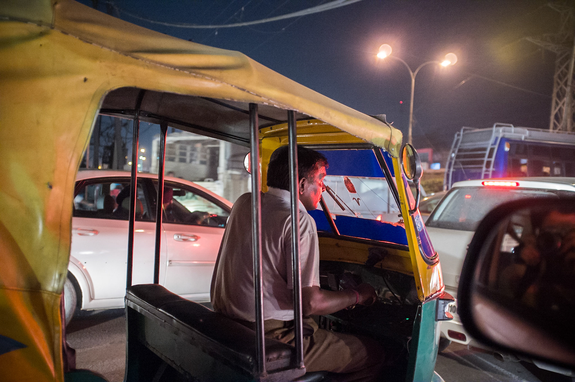 Ludhiana, Punjab, India. Even near midnight, drivers wait in heavy traffic here in Ludhiana. Taken August 31, 2012.
