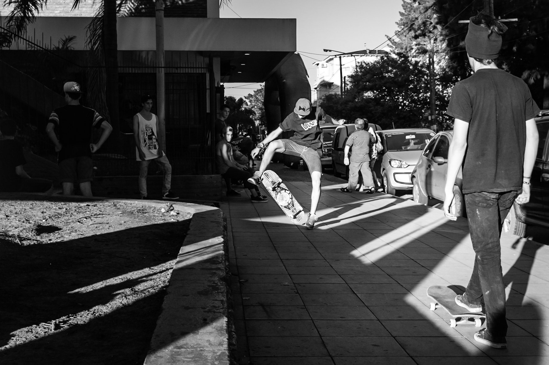 Skateboarders on the streets of Villa Bosch, a town on the outskirts of Buenos Aires, Argentina.