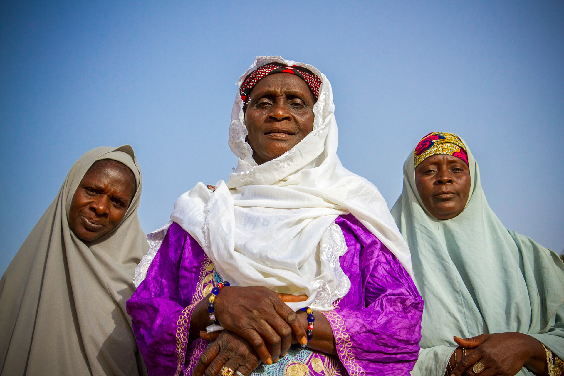 Niamey, Niger. Three woman from the farming village of Soudoure, on the outskirts of Niamey, Niger. Taken May 11, 2012.