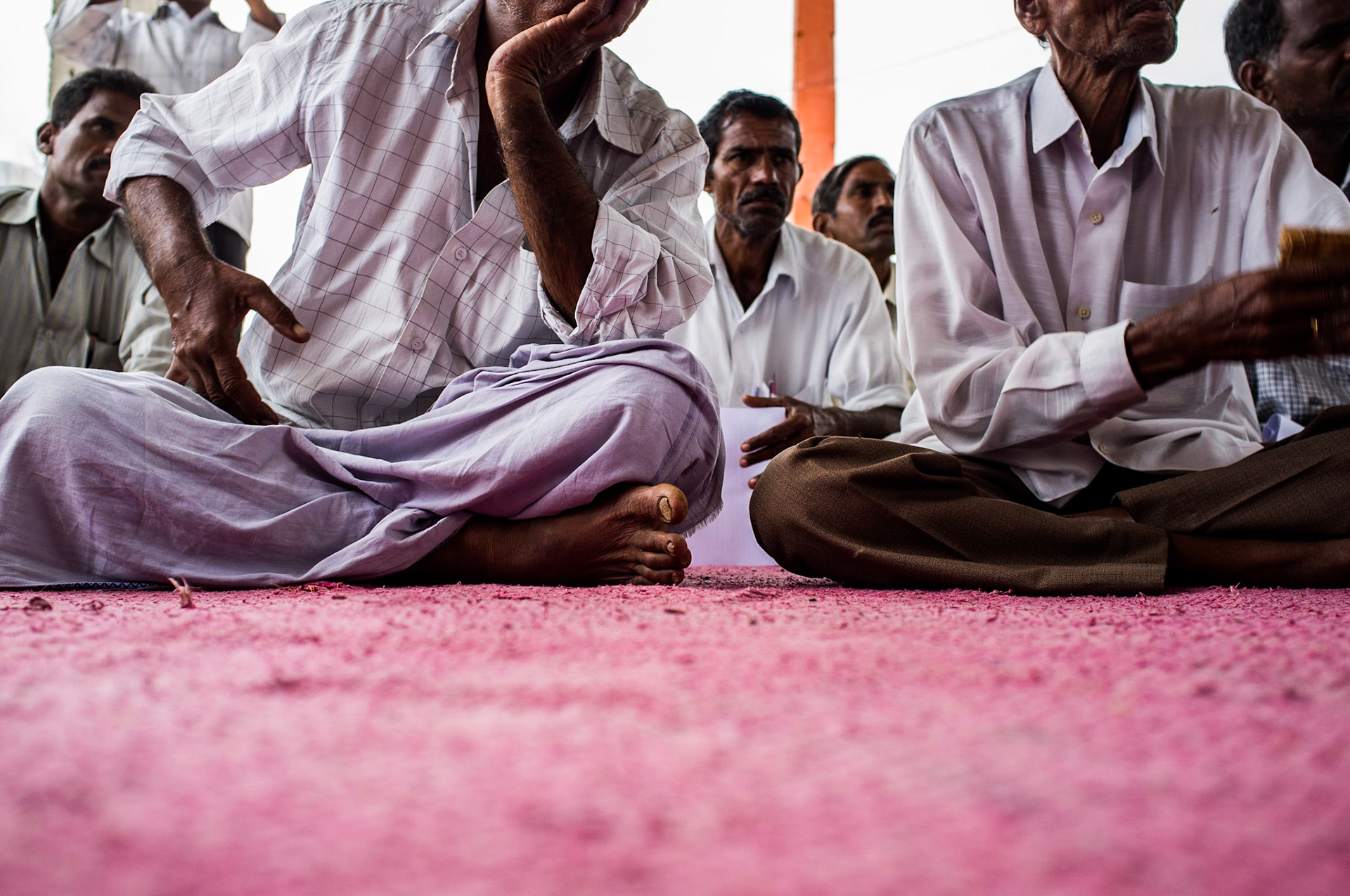 Andhra Pradesh, India. Farmers from Gorita village sit and welcome their visitors. Taken September 5, 2012.