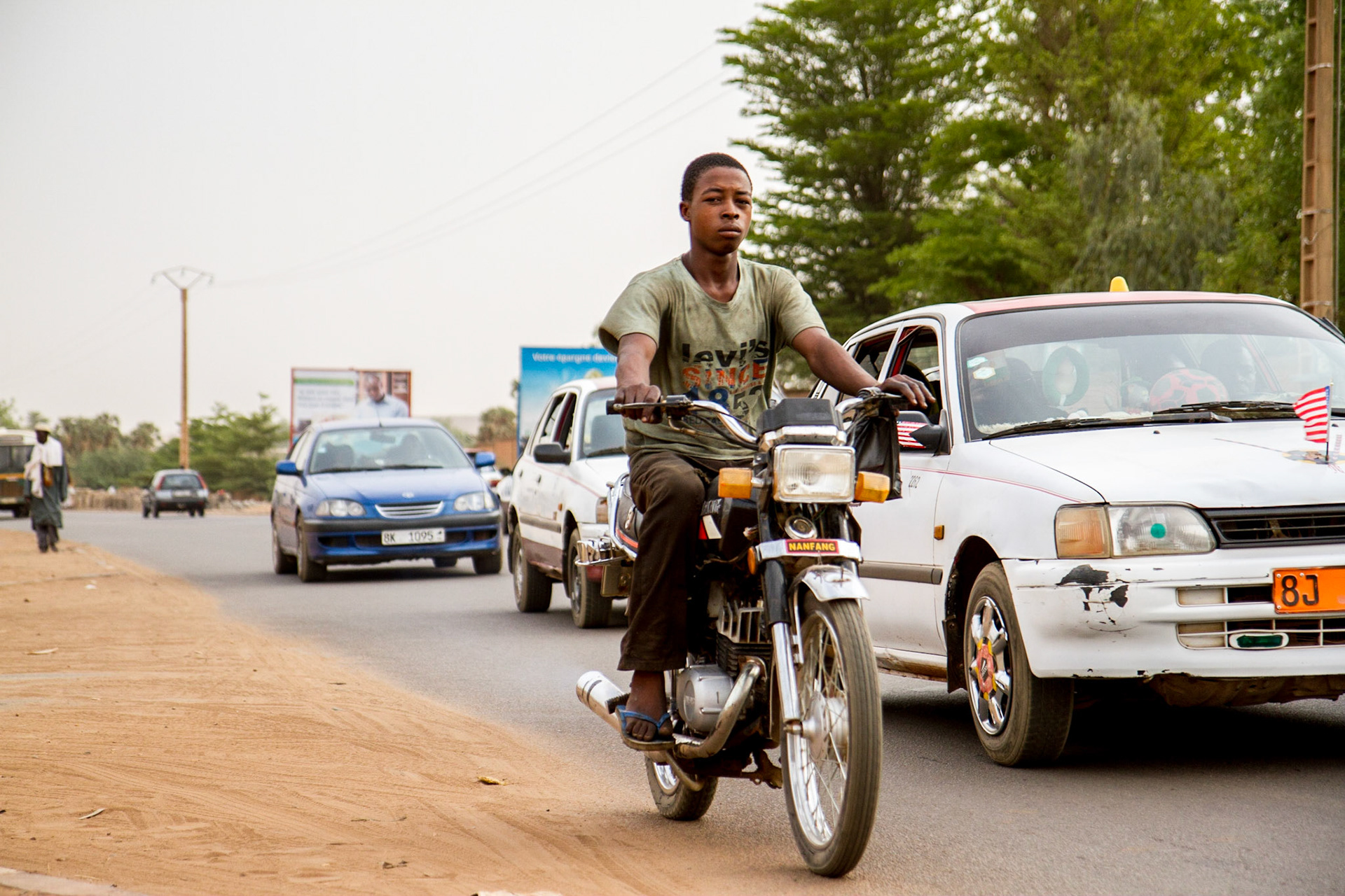 Niamey, Niger. Traffic on a busy street in Niamey. Taken May 9, 2012.