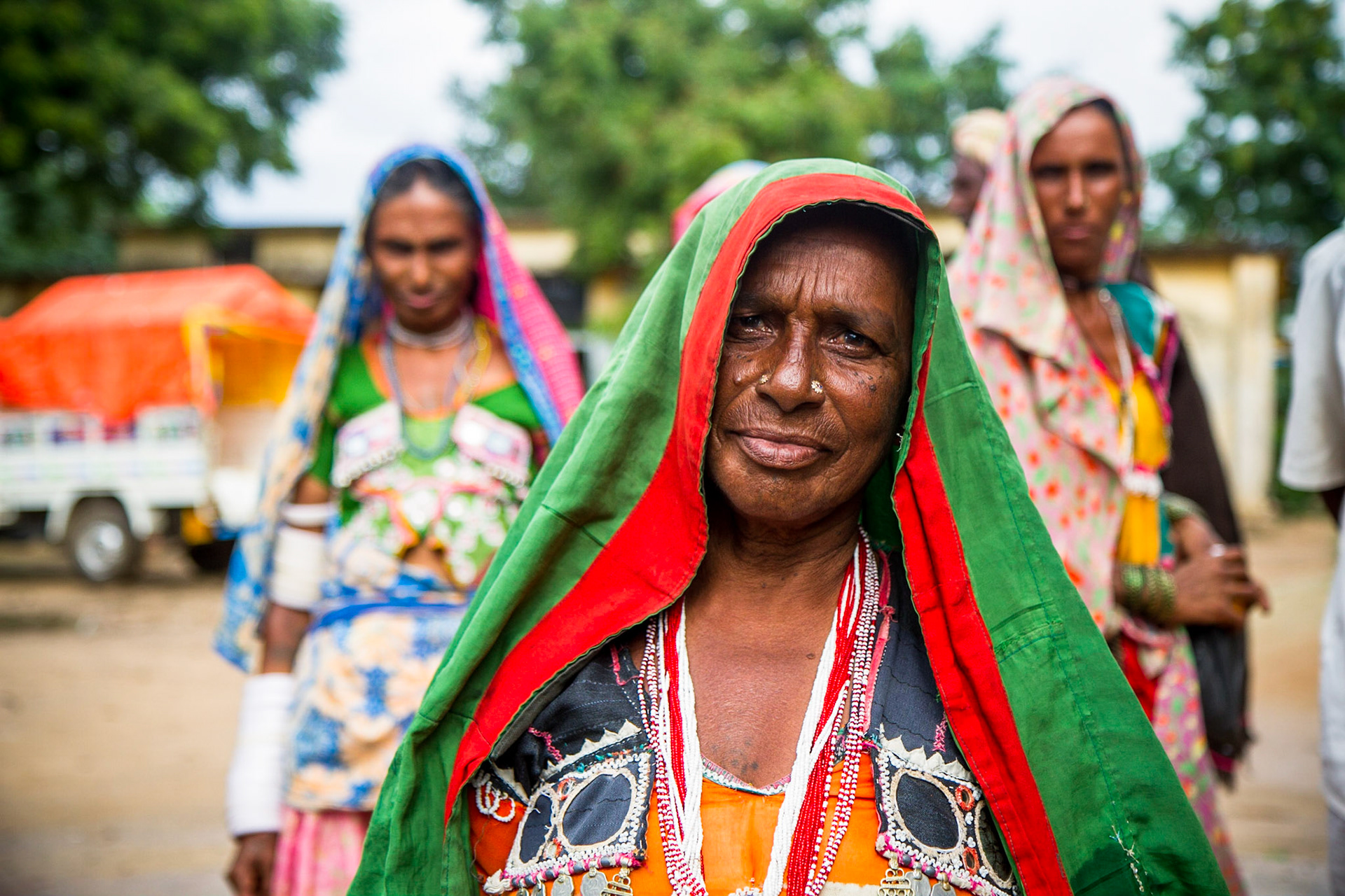 Andhra Pradesh, India. Women dressed in traditional Lambada clothes. Taken September 5, 2012.