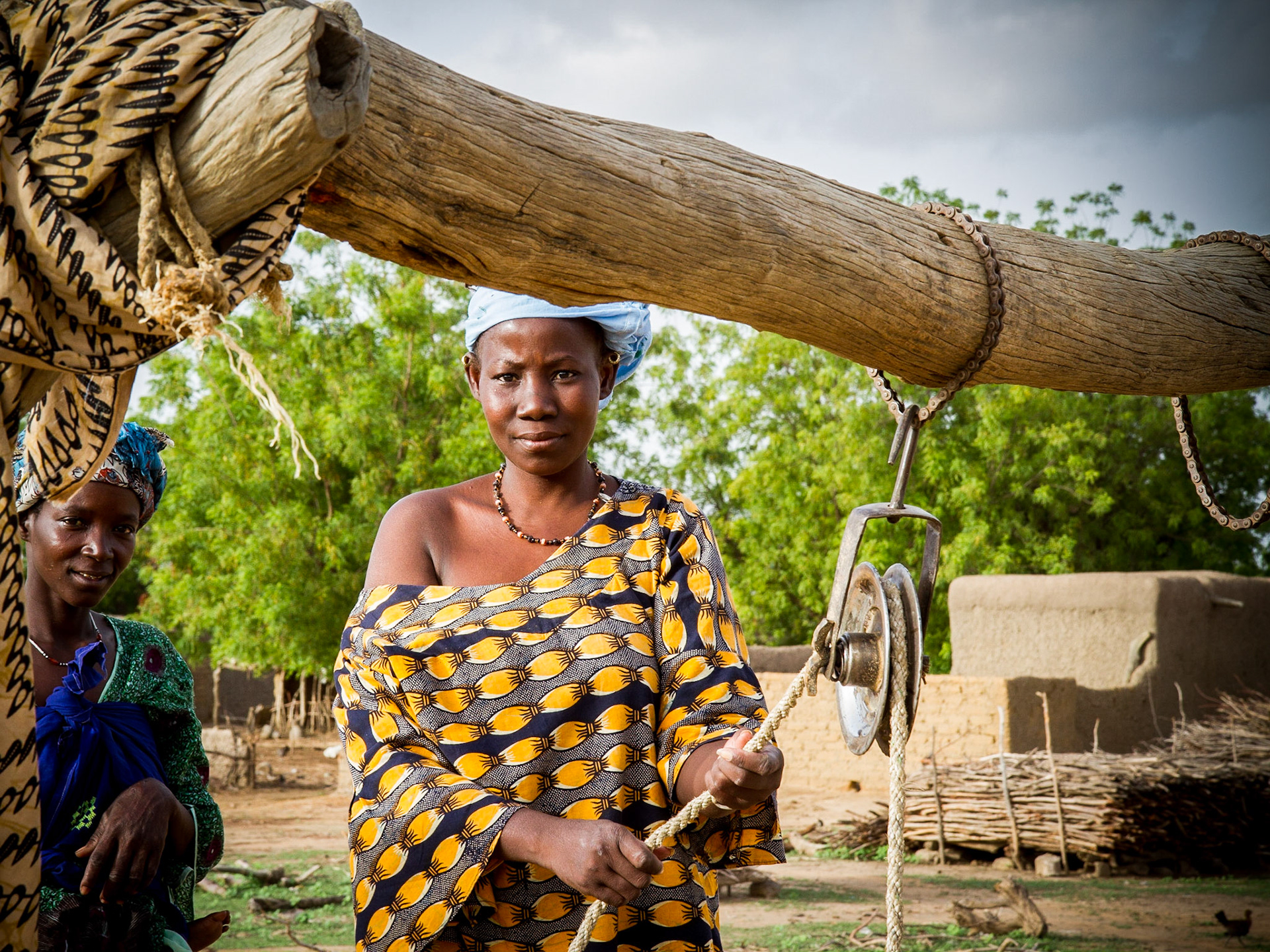Djouna, Mali. Two women collect water from the village well. Taken June 30, 2012.