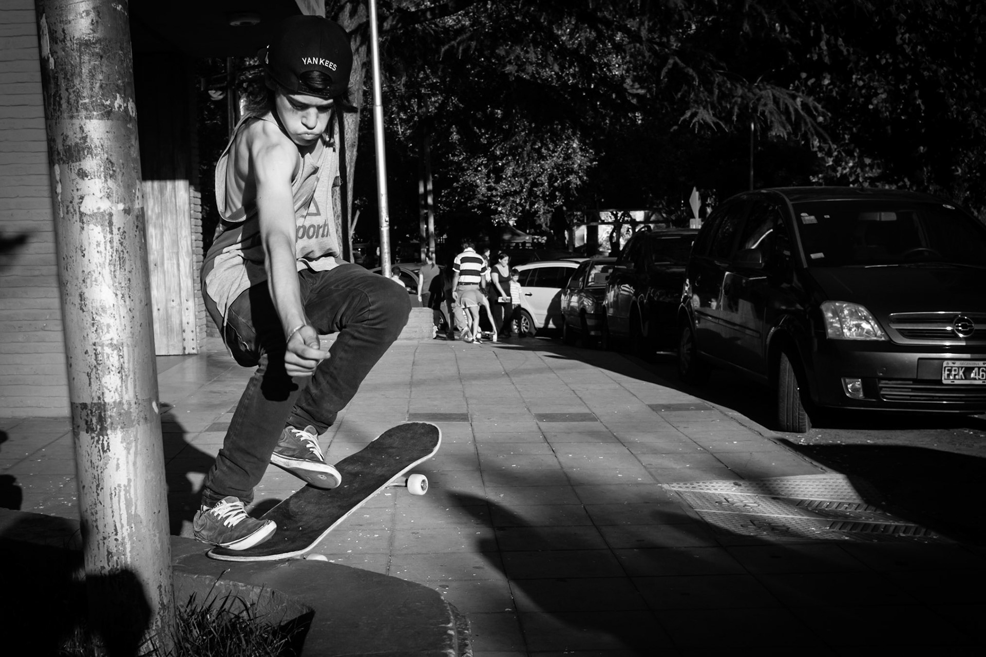 Skateboarder on the streets of Villa Bosch, a town on the outskirts of Buenos Aires, Argentina.