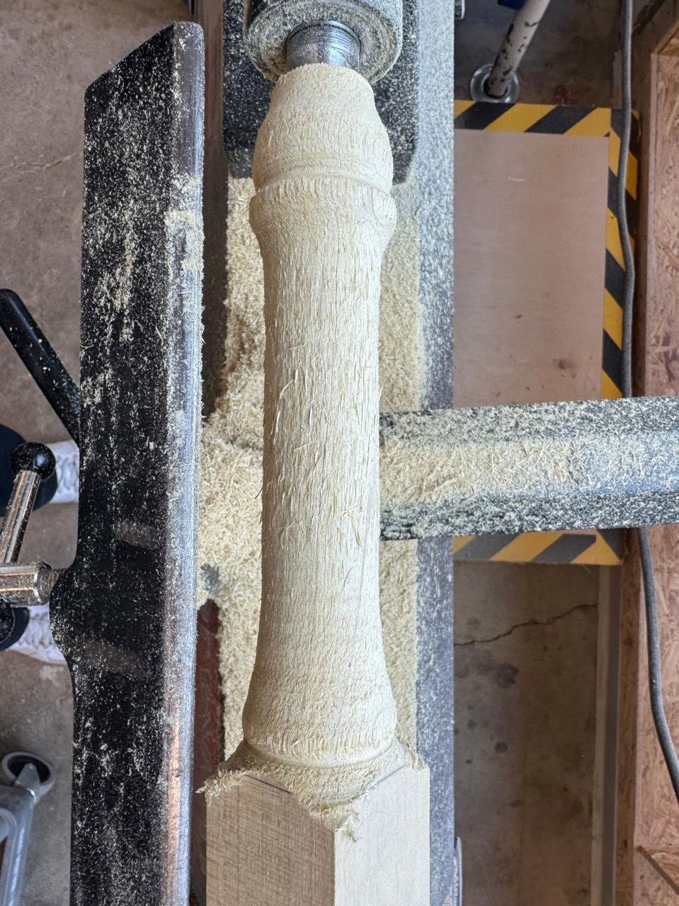 Lathe turning Poplar hardwood (1.5"x1.5")