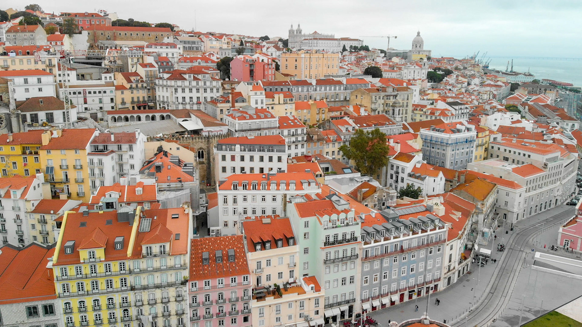 Aerial view of Lisbon in autumn, Portugal.