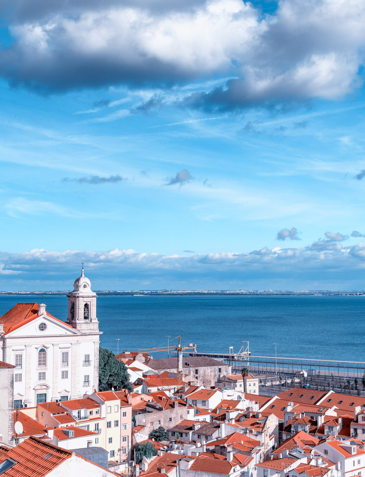 Aerial view of Lisbon skyline on a sunny day, Portugal.