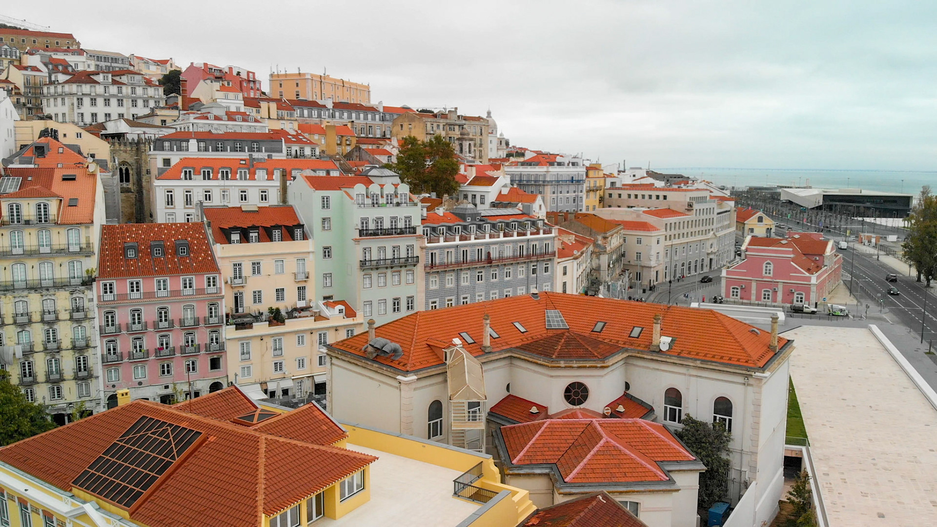 Aerial view of Lisbon skyline, Portugal.