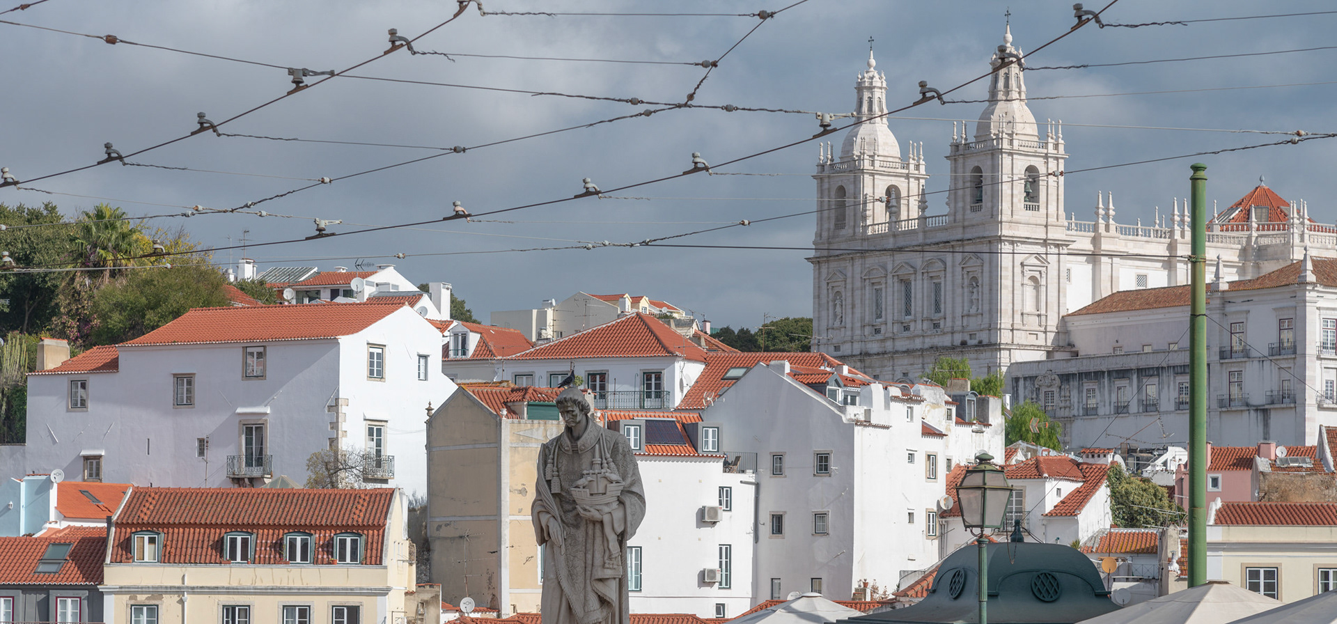Aerial view of Lisbon skyline on a sunny day, Portugal.