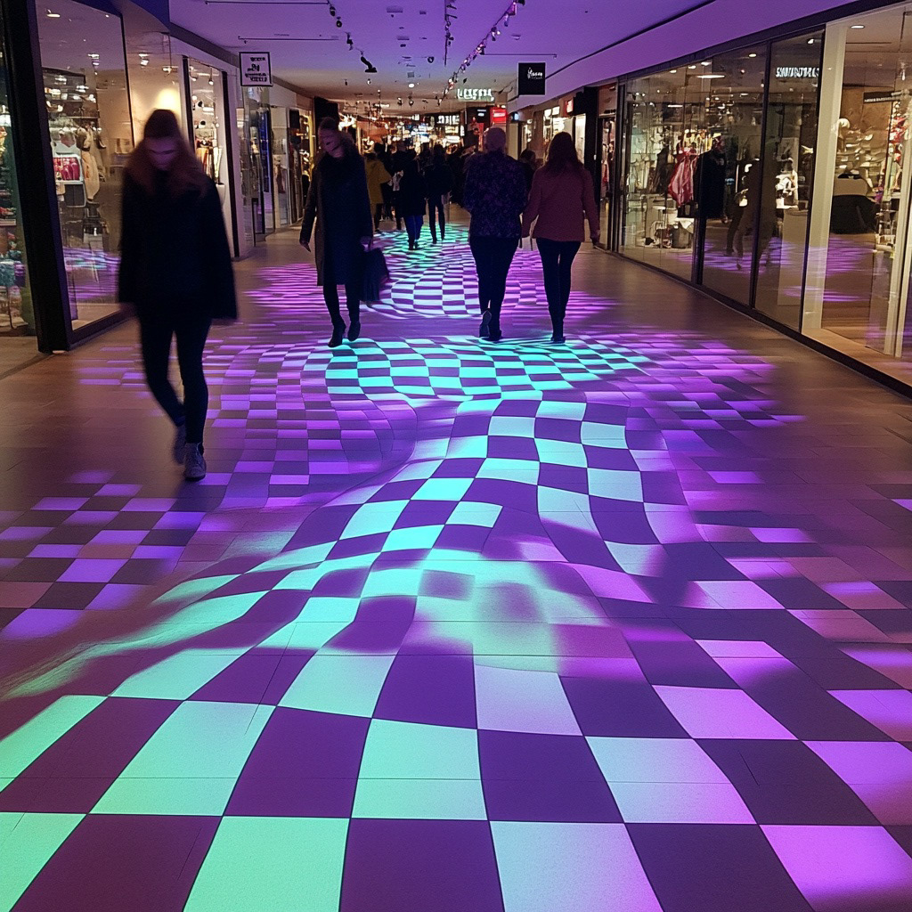 Alice in wonderland themed checkered floor vinyl graphics