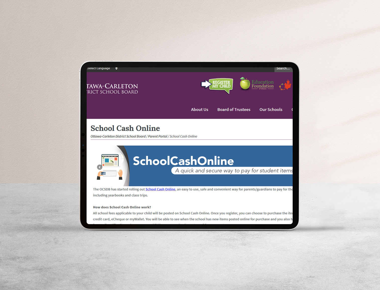 https://ocdsb.ca/parent_services/school_cash_online