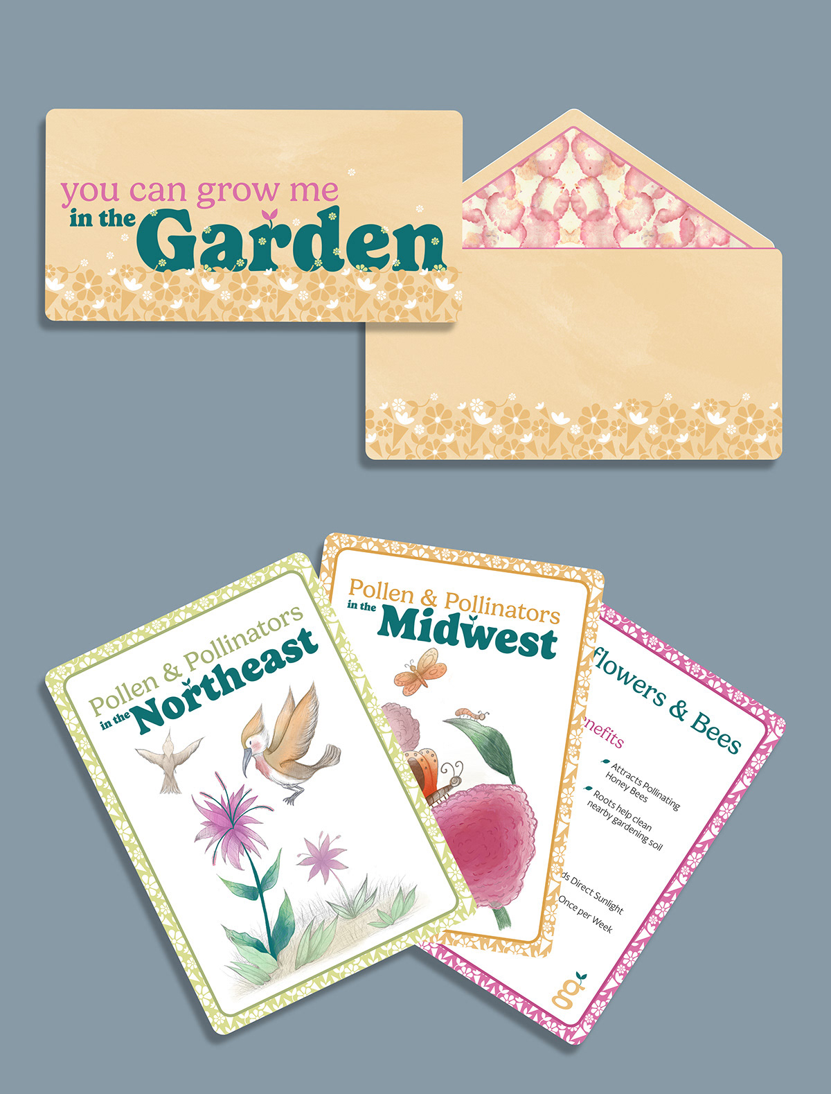 A Mockup of Trading Cards that contained pollination facts on them