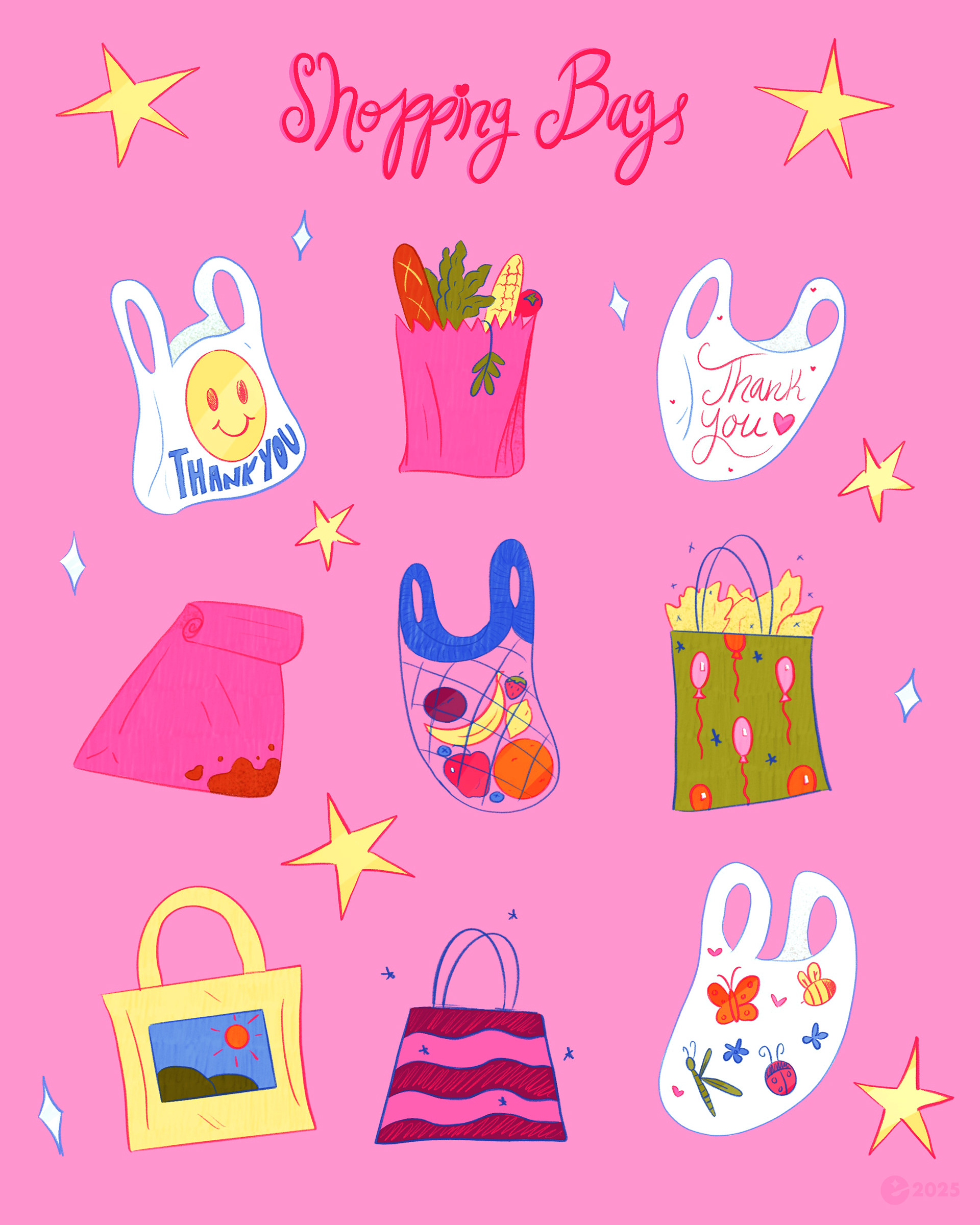 Used in 'Shopping Bags Tee & Reusable Bag'