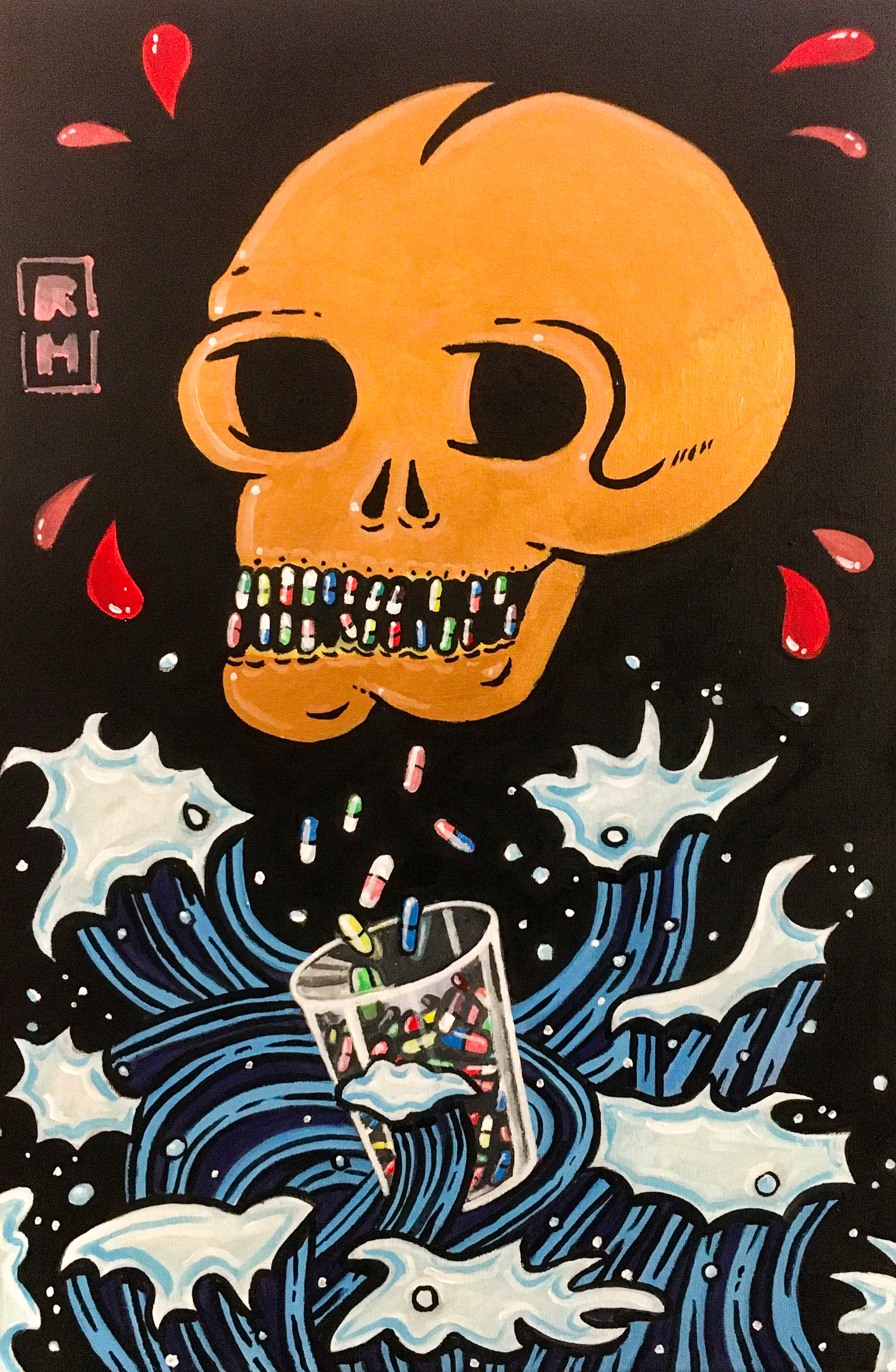Pillskull | Acrylic Painting | 40 x 60 x 2 cm
