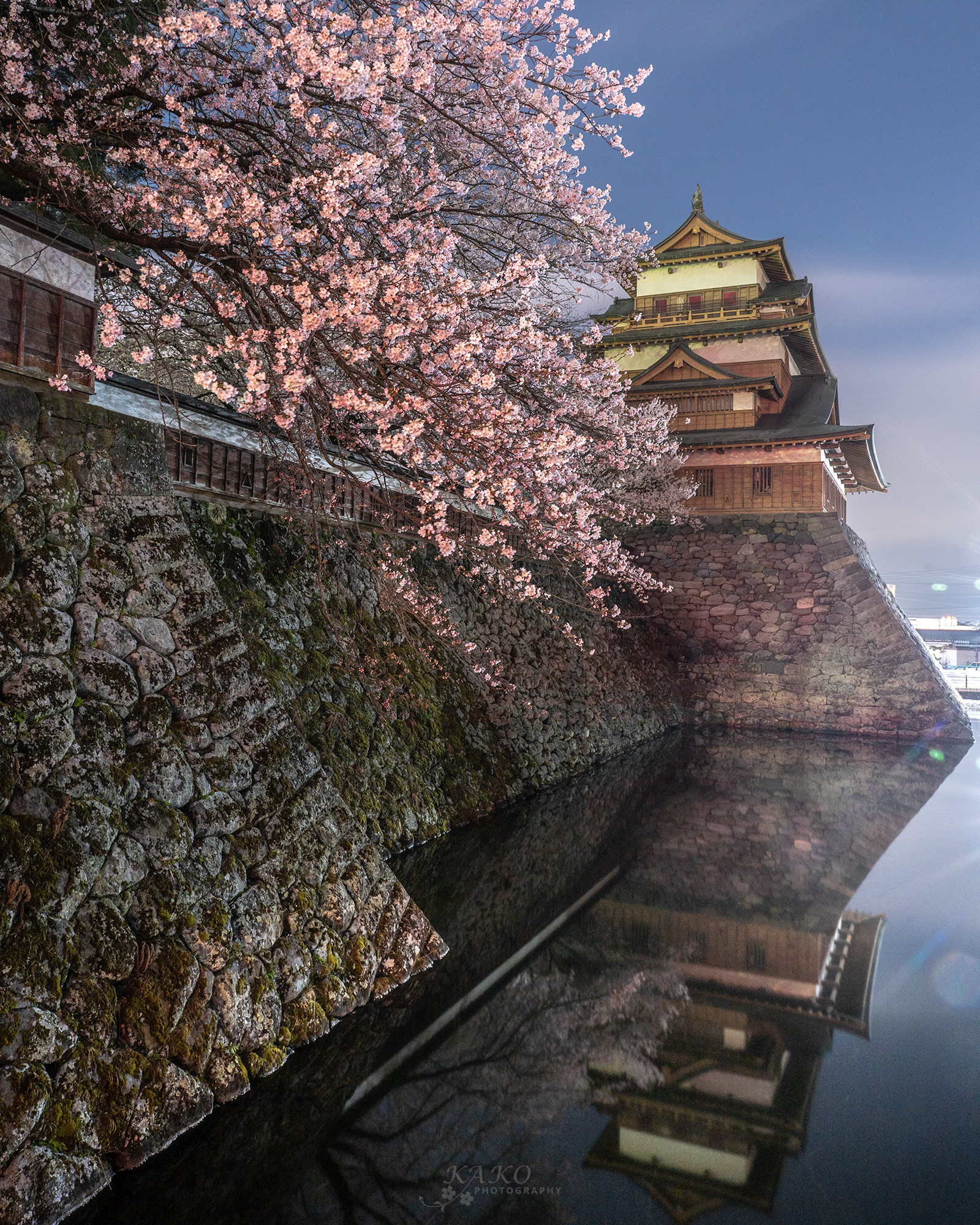 「高島城の桜リクレクション」- Reflection of cherry blossoms in Takashima Castle -