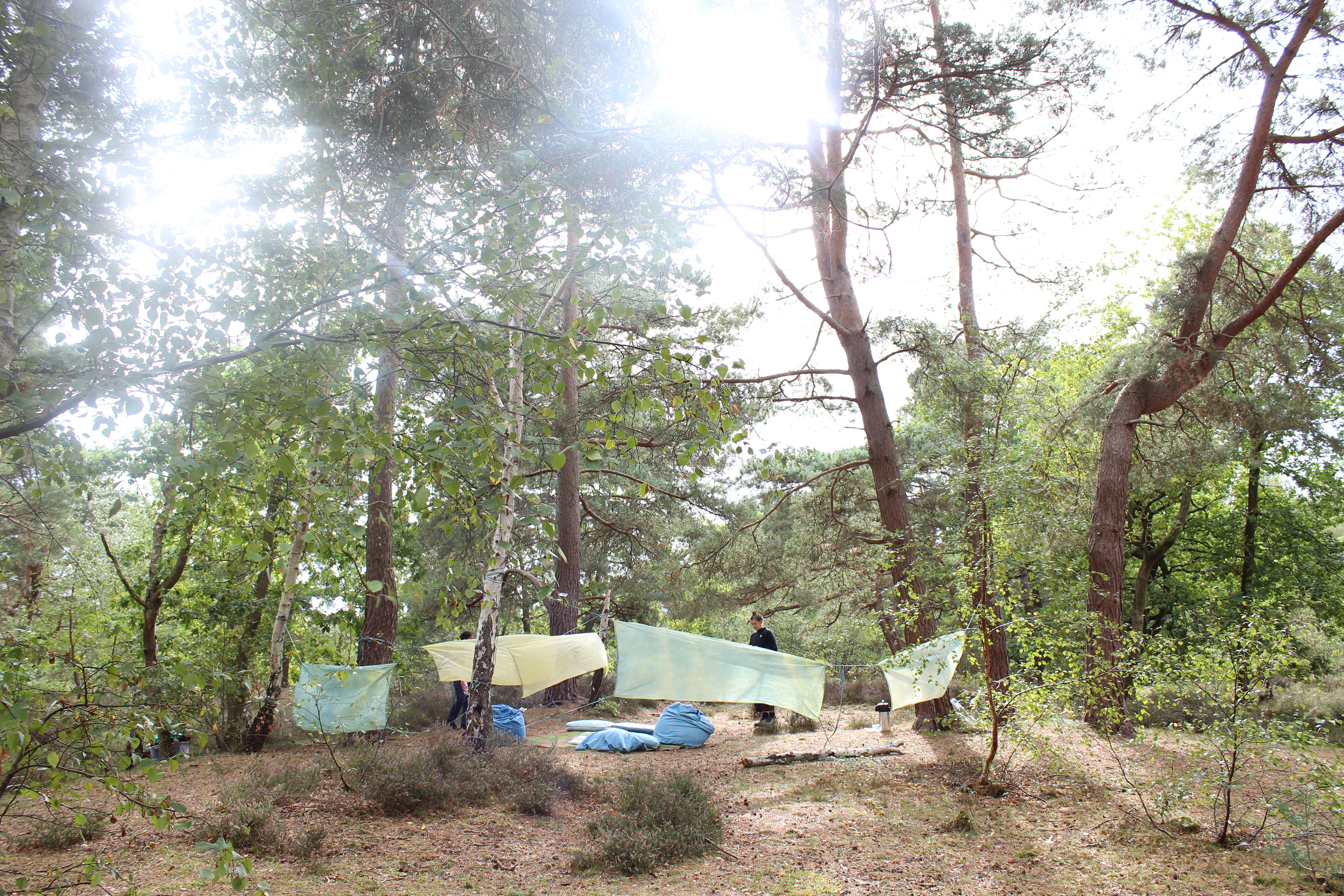 Fabric screens after being installed