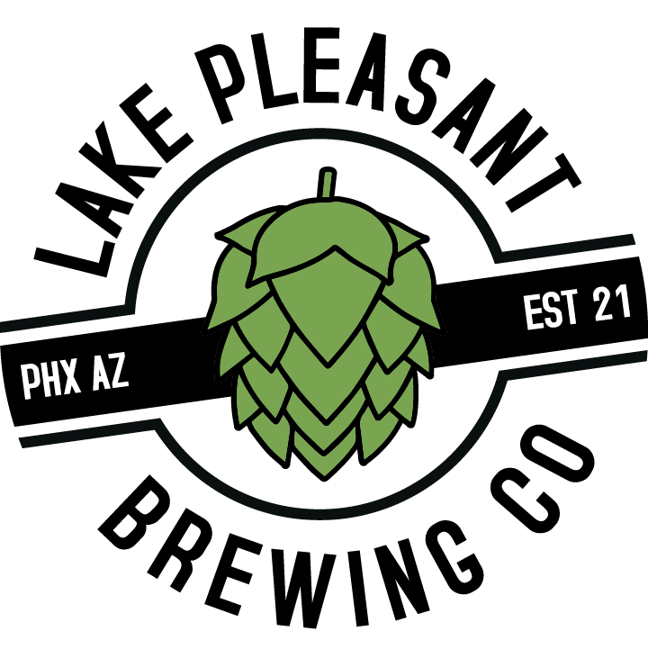 This emblem logo makes a point of being a brewery by having a large hop in the center.