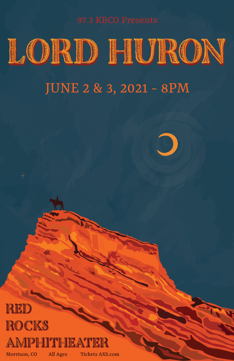 Concert posters are a always fun to design. This style is using the layering of colors in a split complementary color scheme. The use of a decorative typeface adds texture.