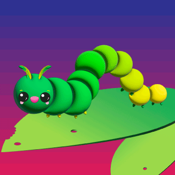 Adding depth to the caterpillar was done by using the 3-D tool.