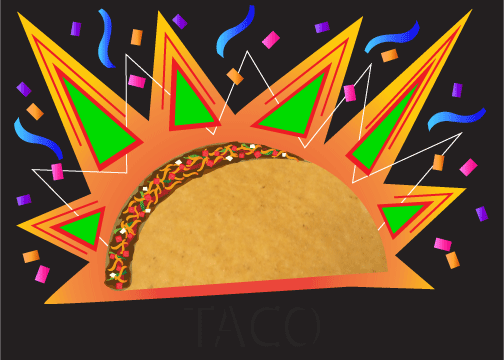 The festive colors and taco texture give this image a fun and vibrant feel.
