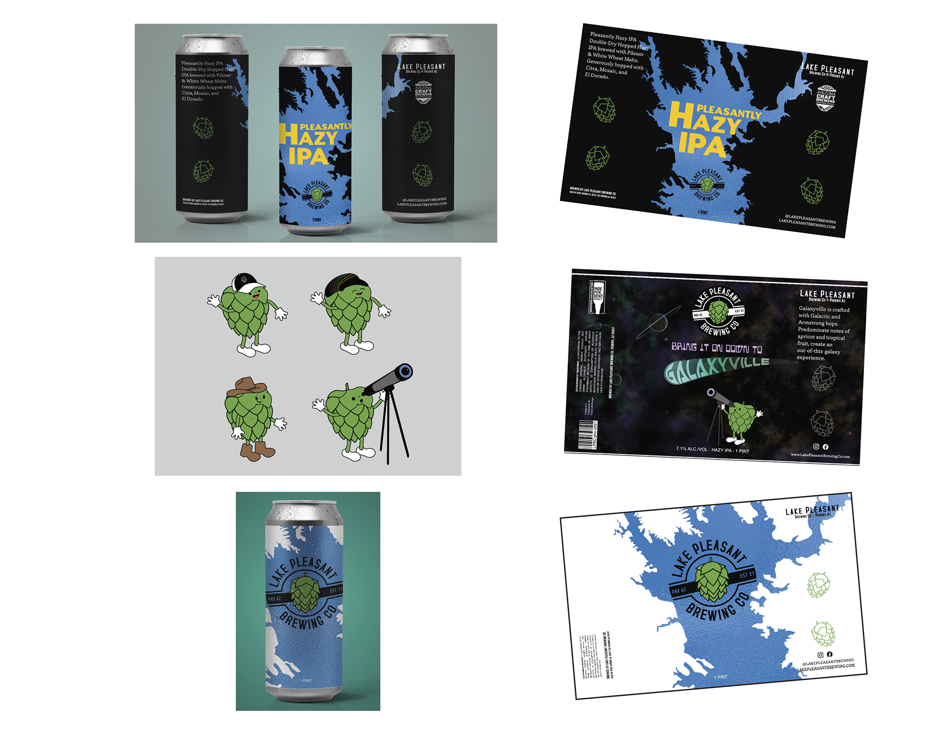 These are the labels that LPBC uses in house for distribution of their beer. "Hoppy" is the mascot, that will show his face on special seasonal beers.