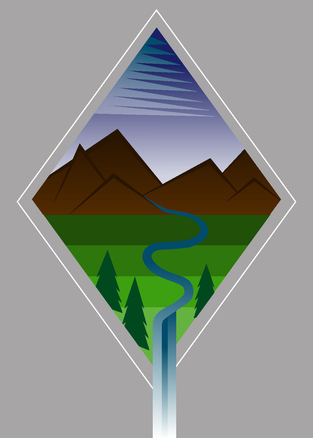 A symmetrical image that has an overflowing river that breaks the frame and adds interest.