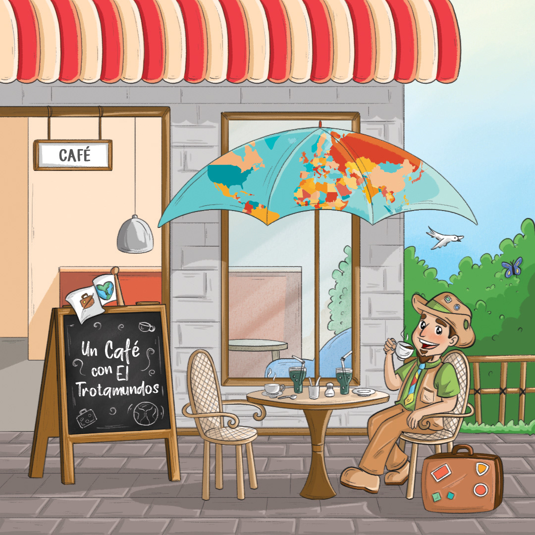 "El Trotamundos". Social Media Illustration