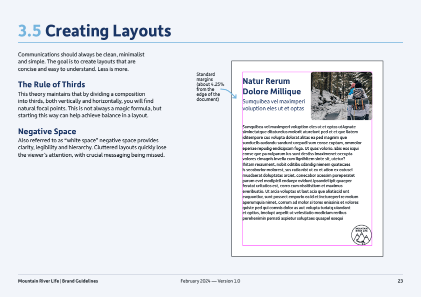 Section 3.5 – Basic instructions for proper layout design