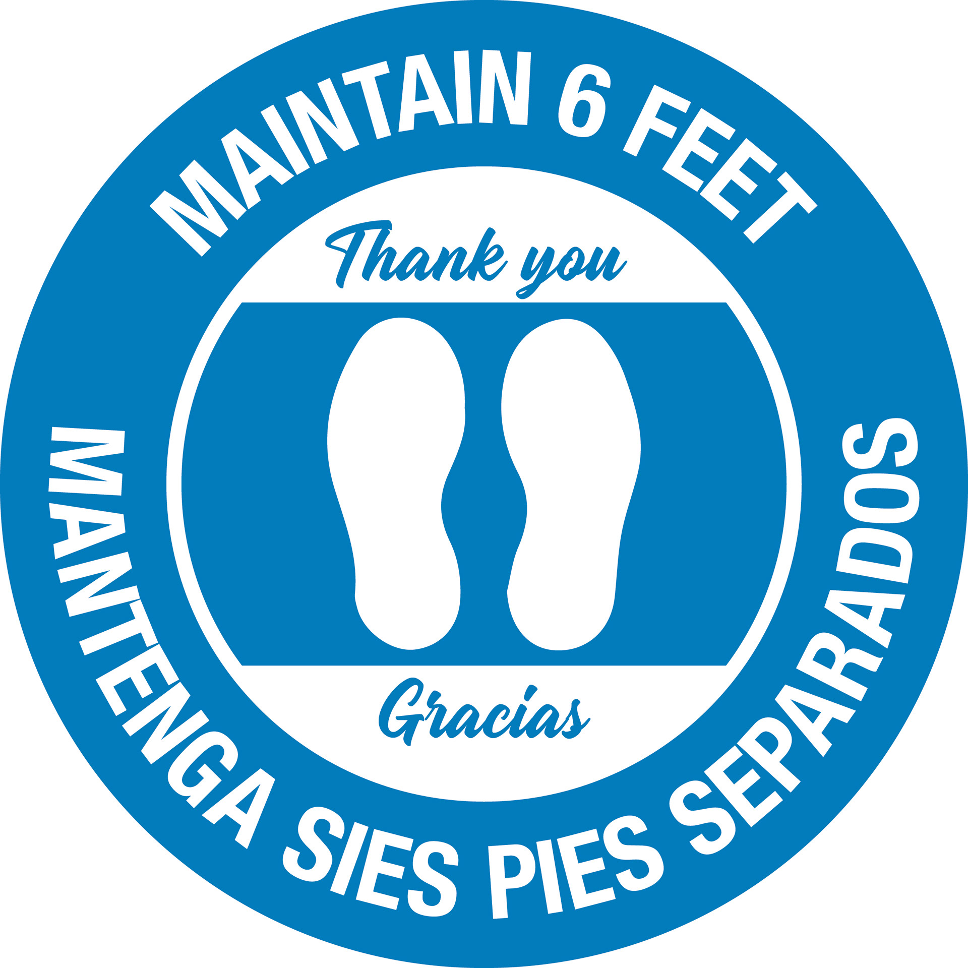 Floor stickers created for local business owners who asked for signage in English and Spanish at the beginning of the COVID-19 Pandemic