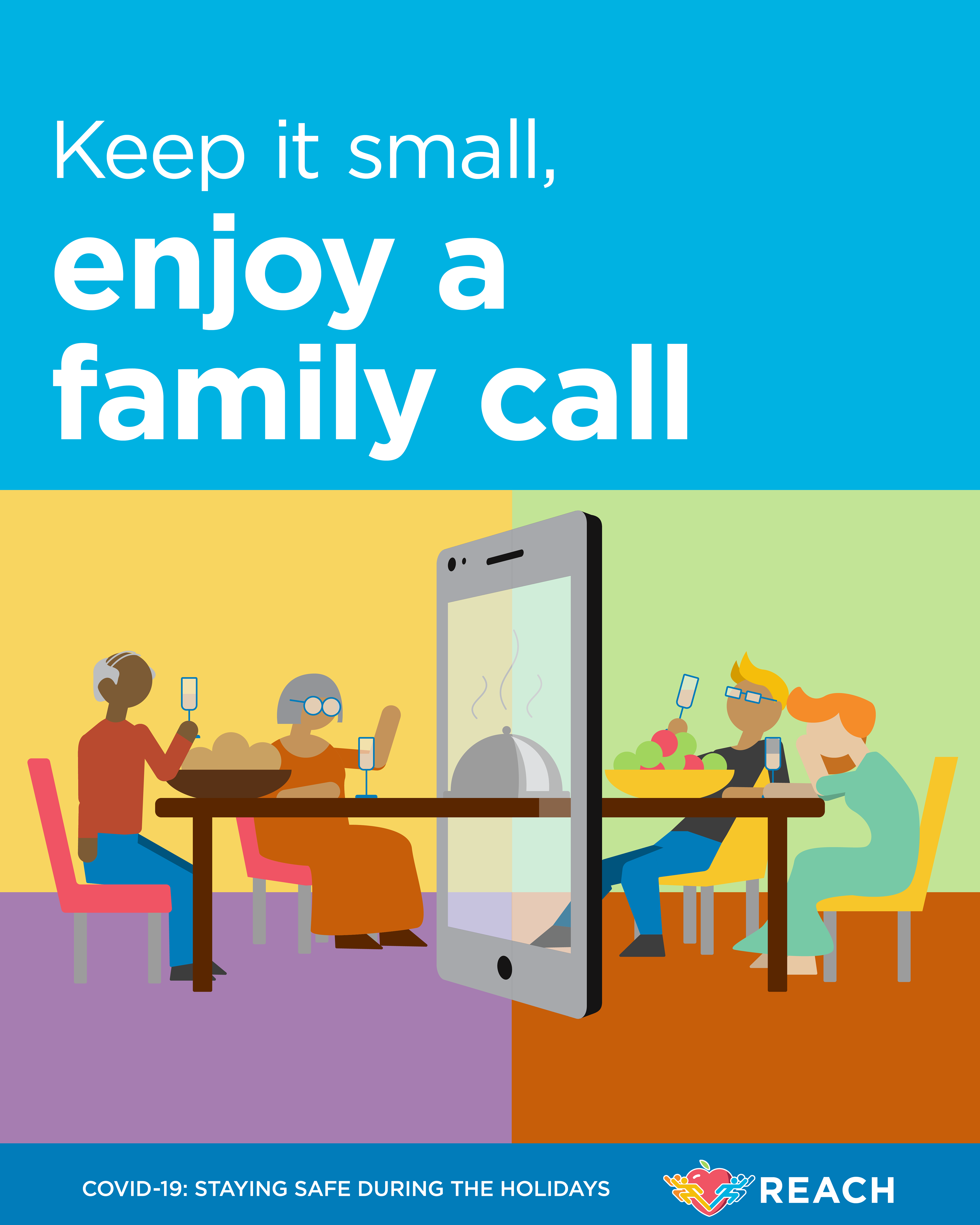 Illustration of safe video calls when Pandemic restrictions affect holiday gatherings
