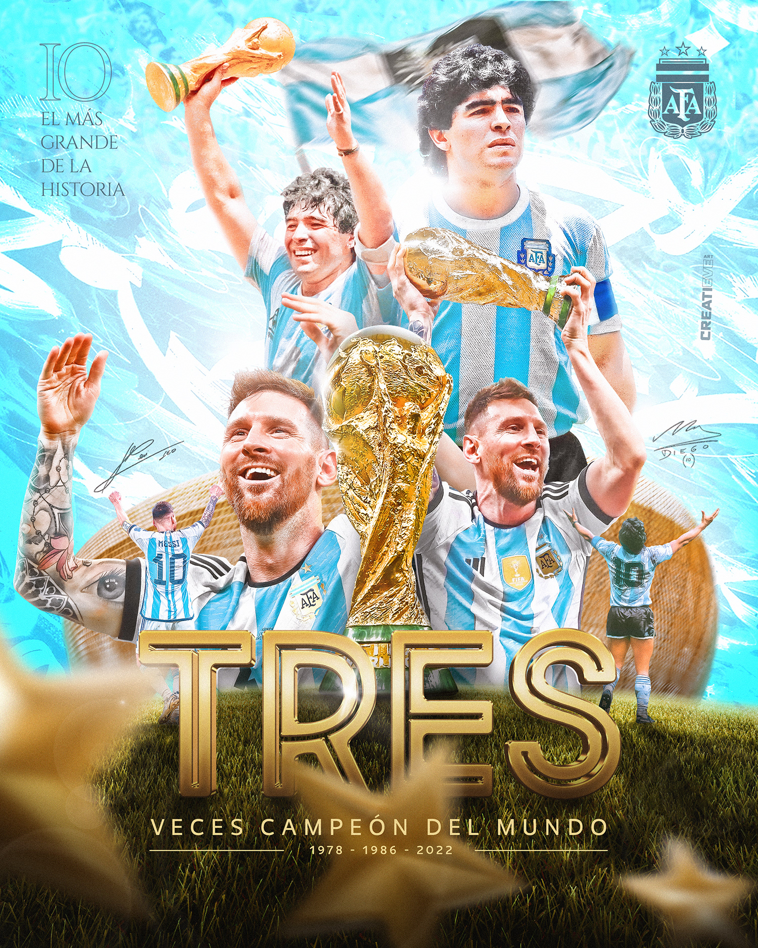 Baixe o pôster da Argentina campeã da Copa do Mundo - 18/12/2022