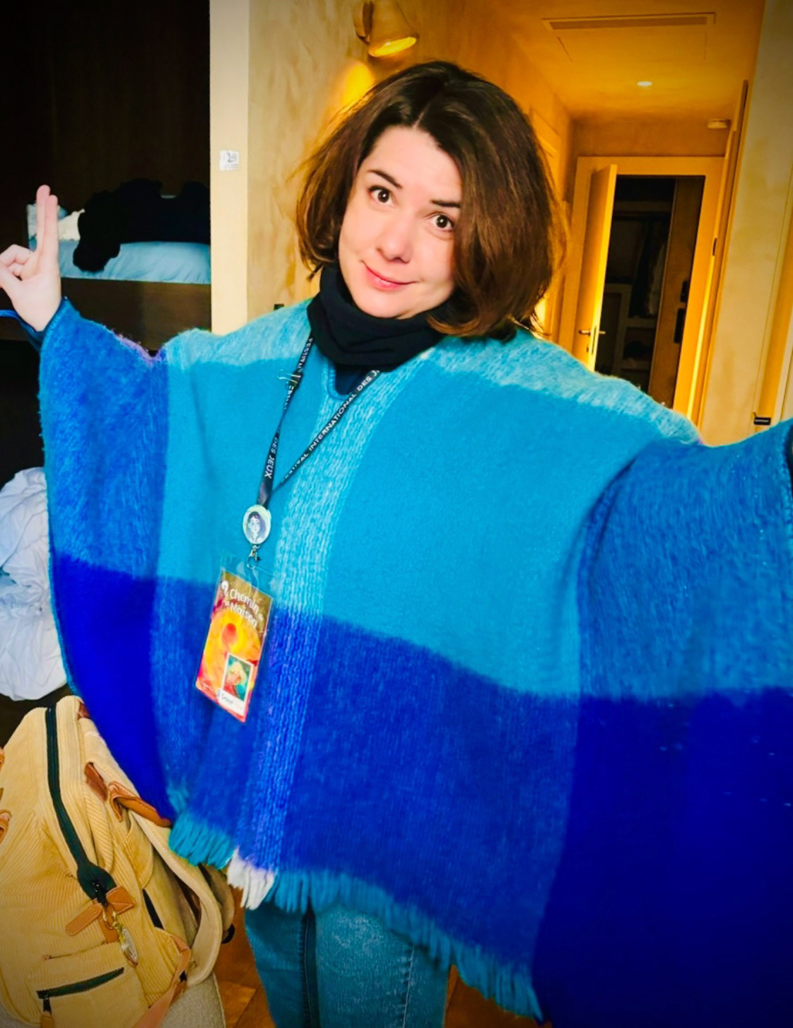 Le poncho bleu!