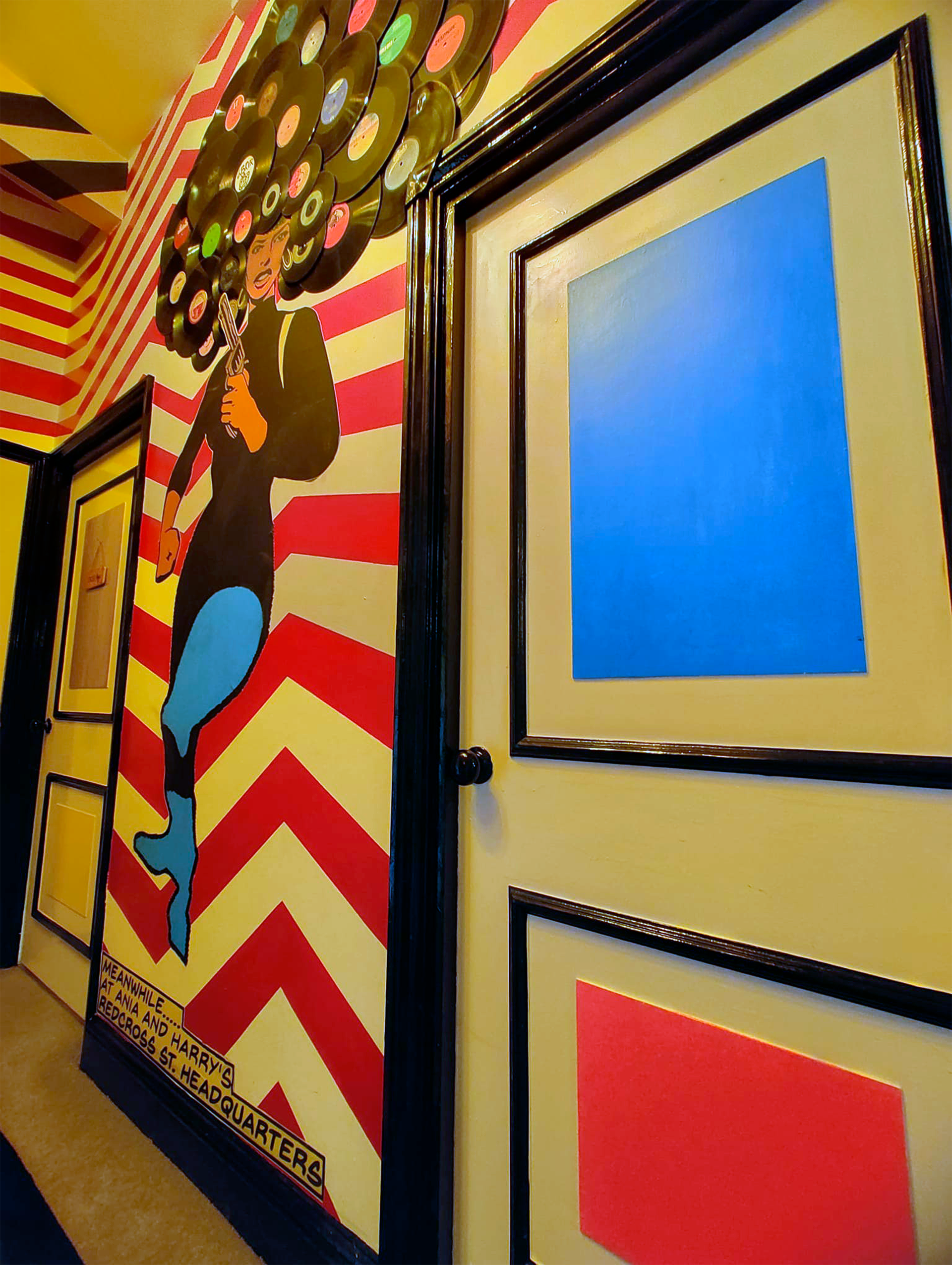 Hallway - Vinyl Record comic mural