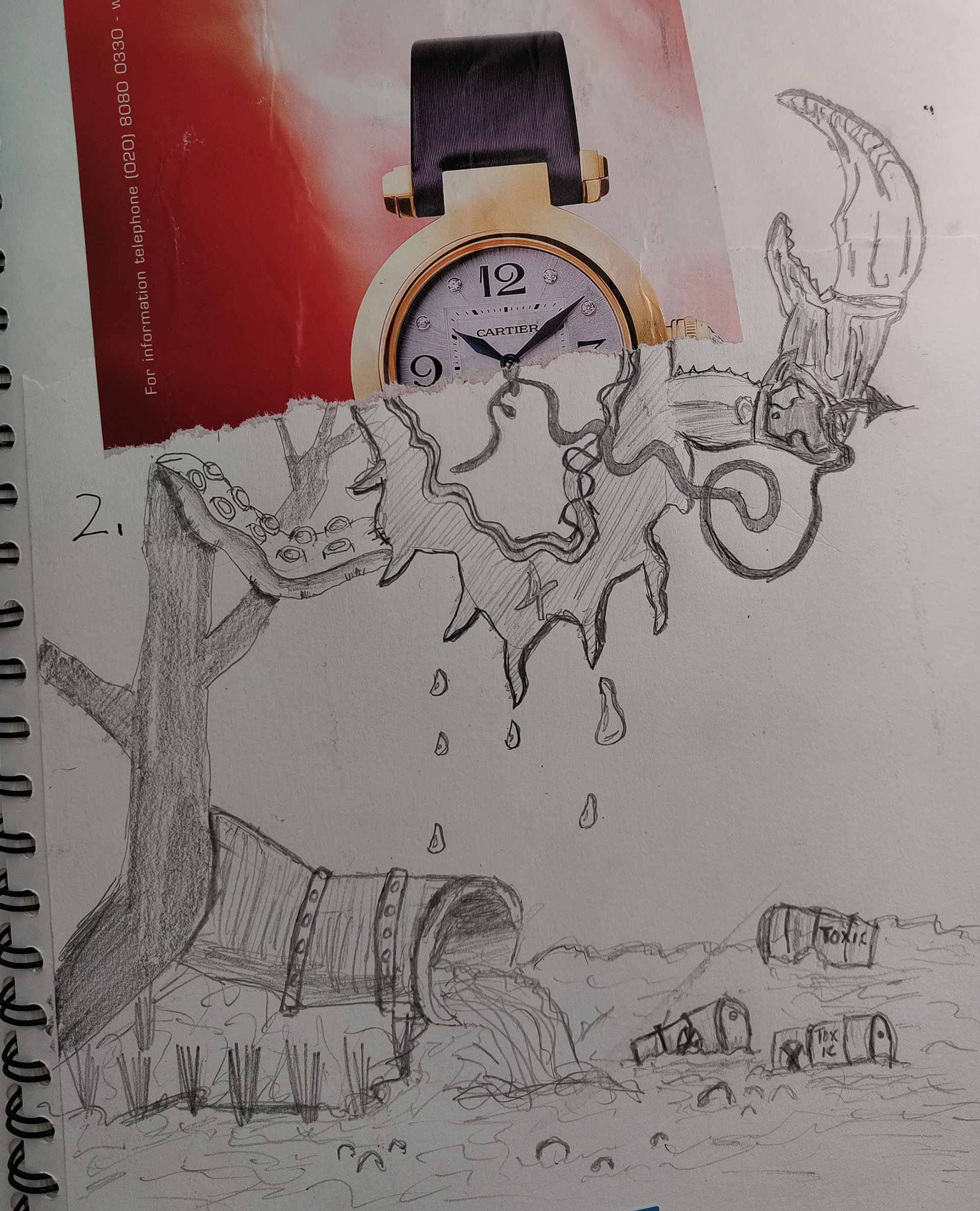 'Tory Water' - Magazine cutting + Pencil