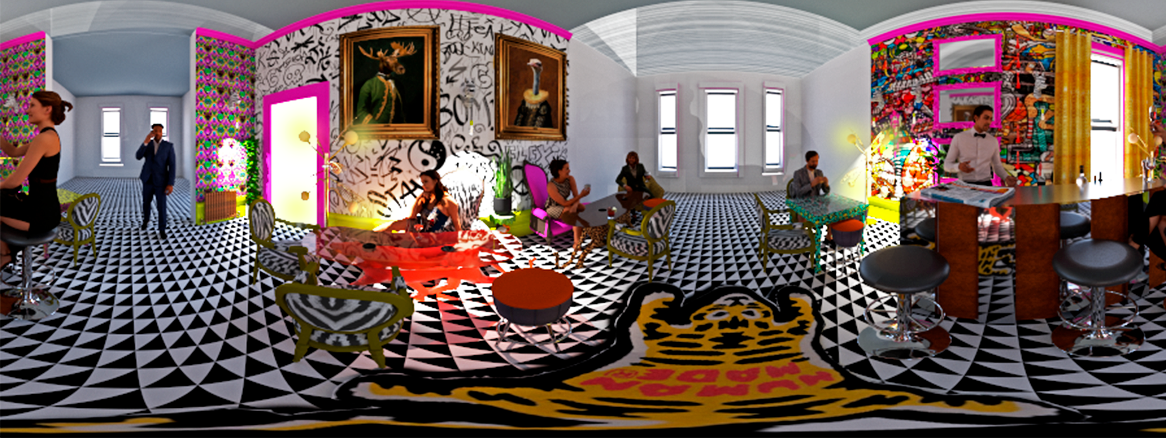 3D Rendered 360 Degree view - Hotel Bar