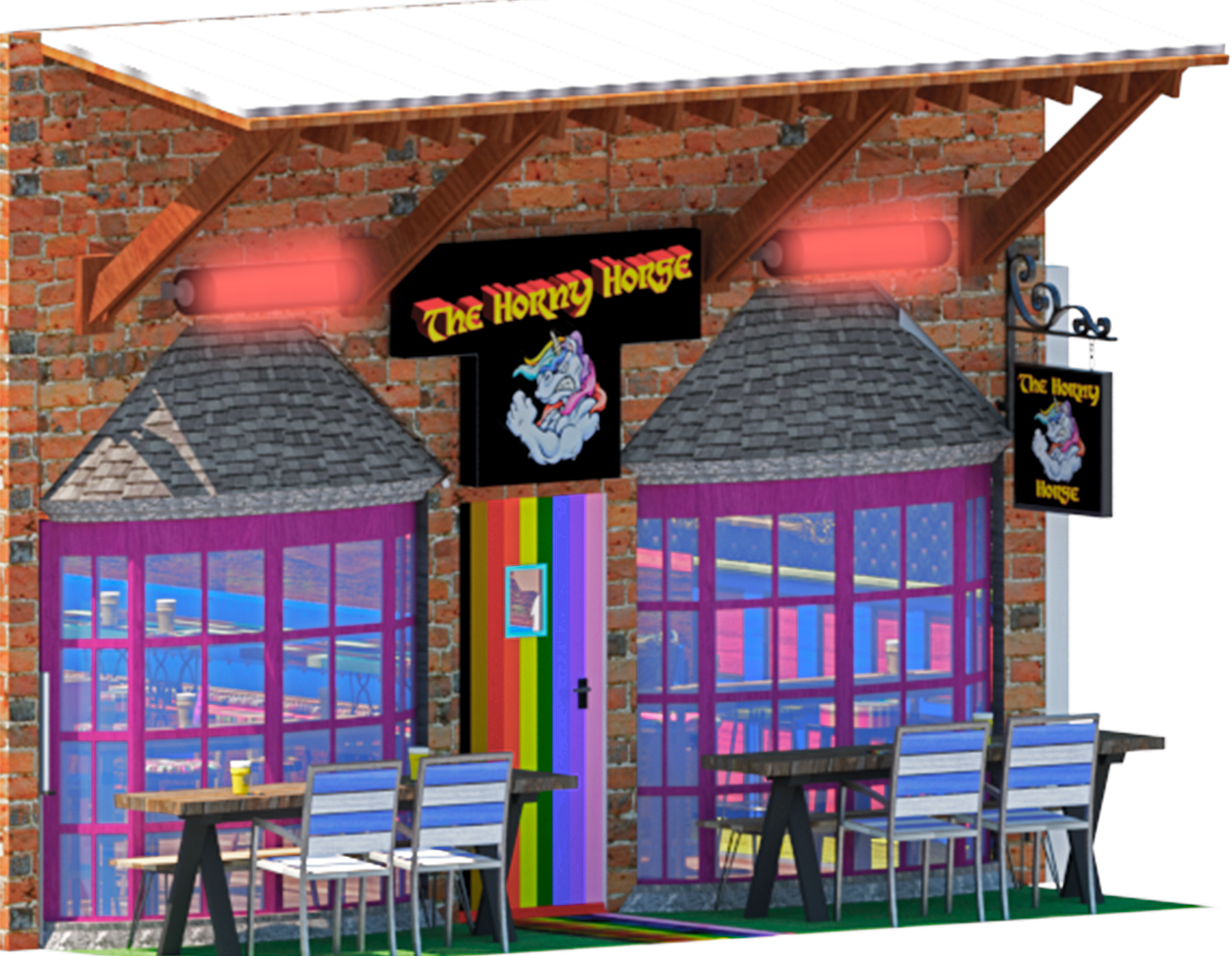 3D Rendered Bar frontage