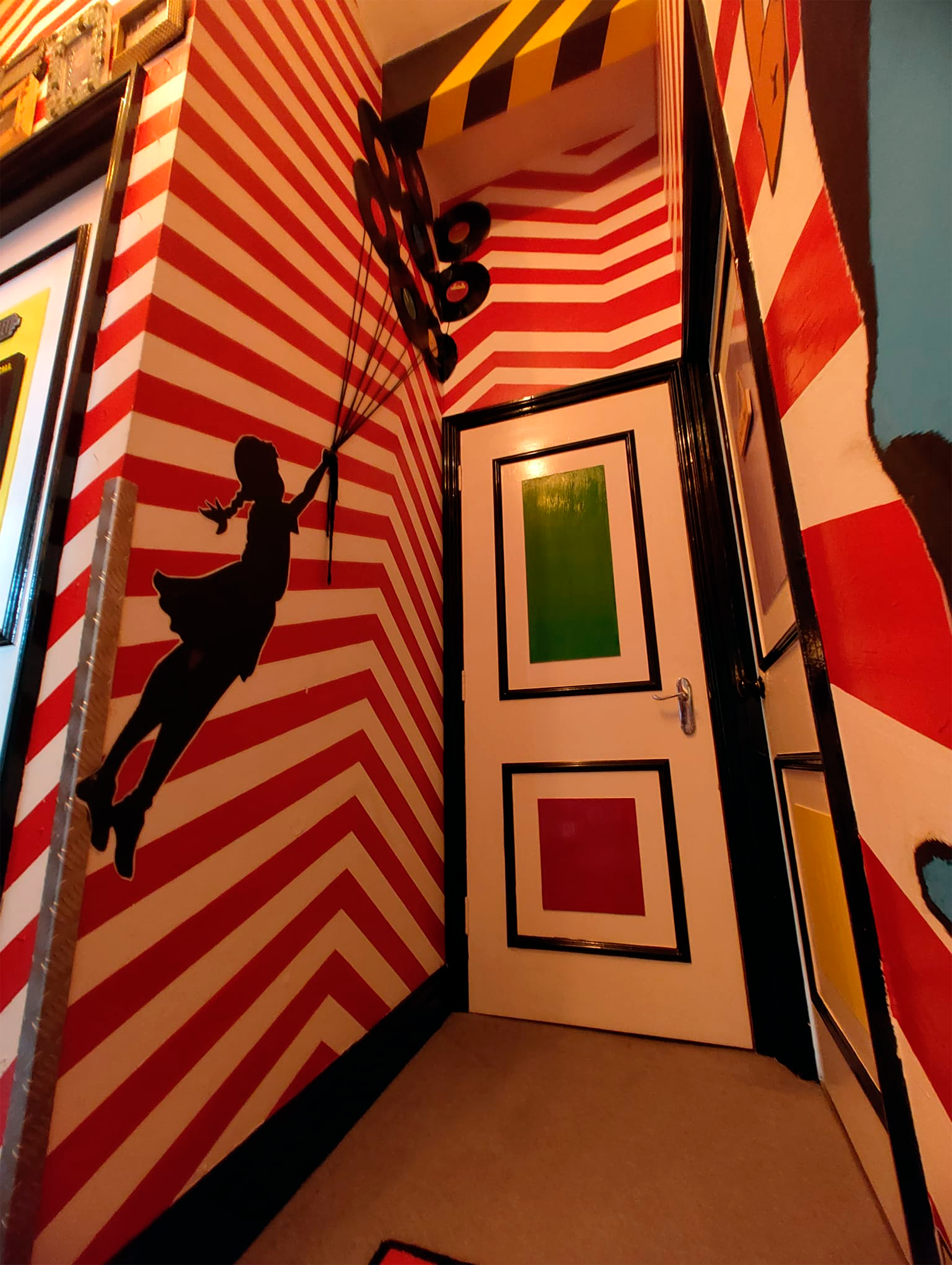 Hallway - Banksy Inspired Vinyl & string mural