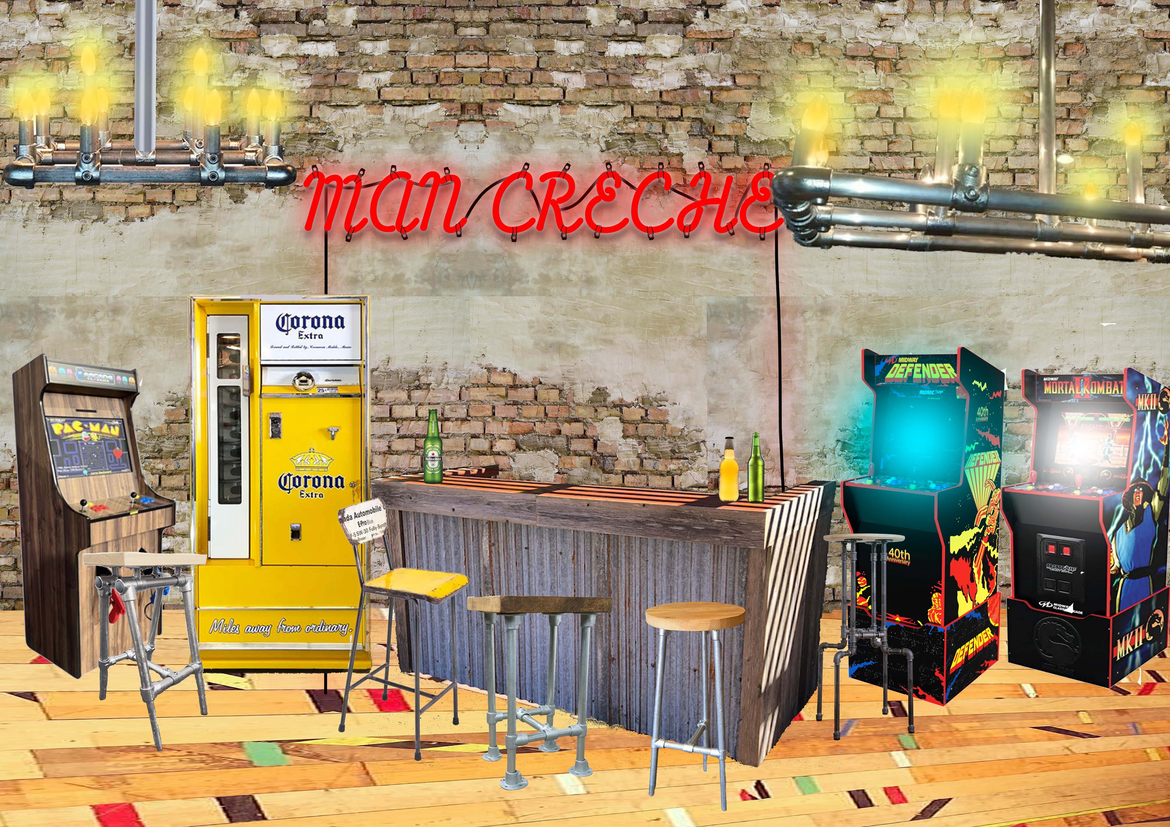 'Man Creche'. An area of the shop for bored partners to wait