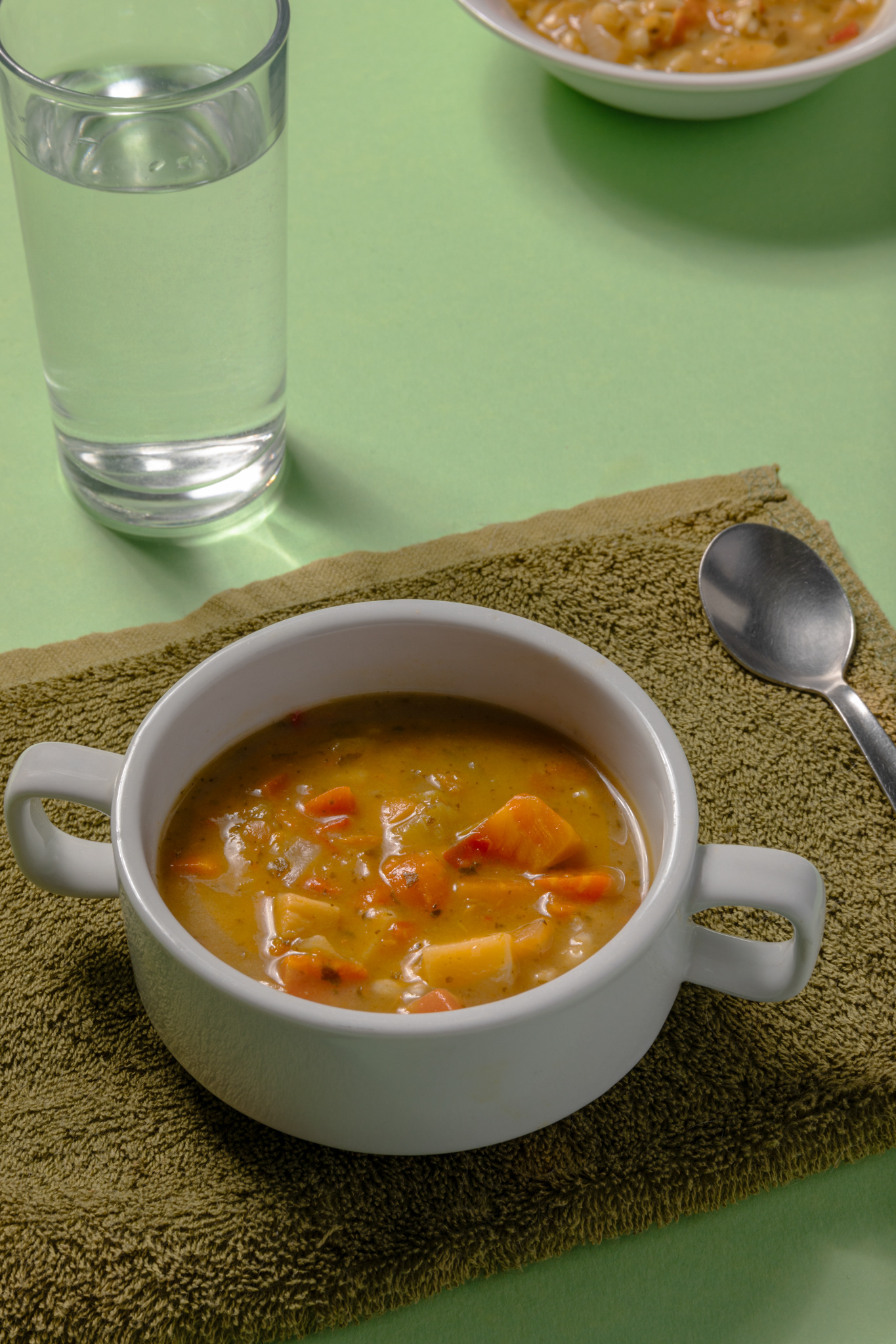 A bowl of vegetable soup