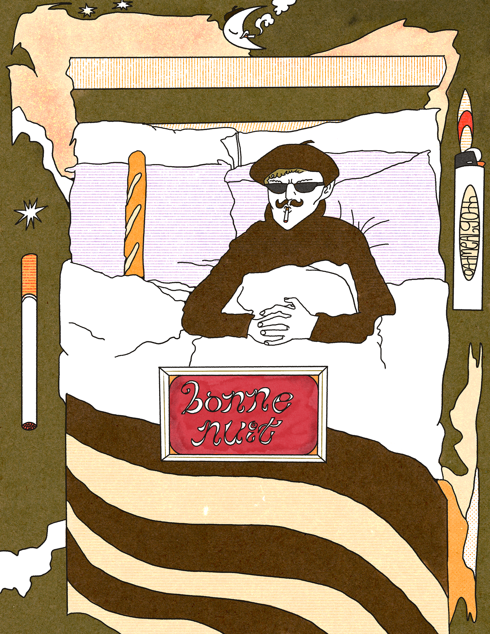 un lit et un croissant