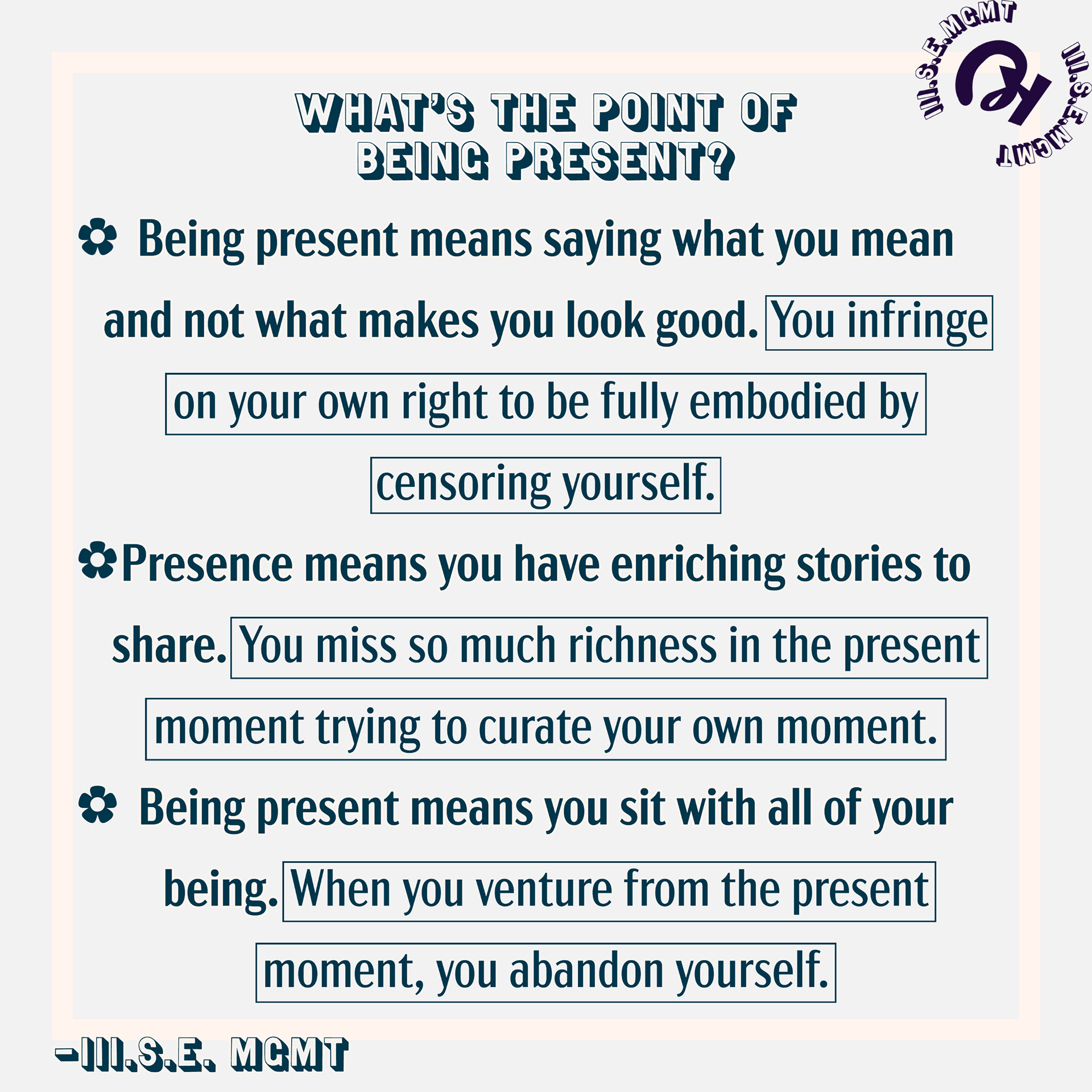 What's the point of being present (pt 2)?