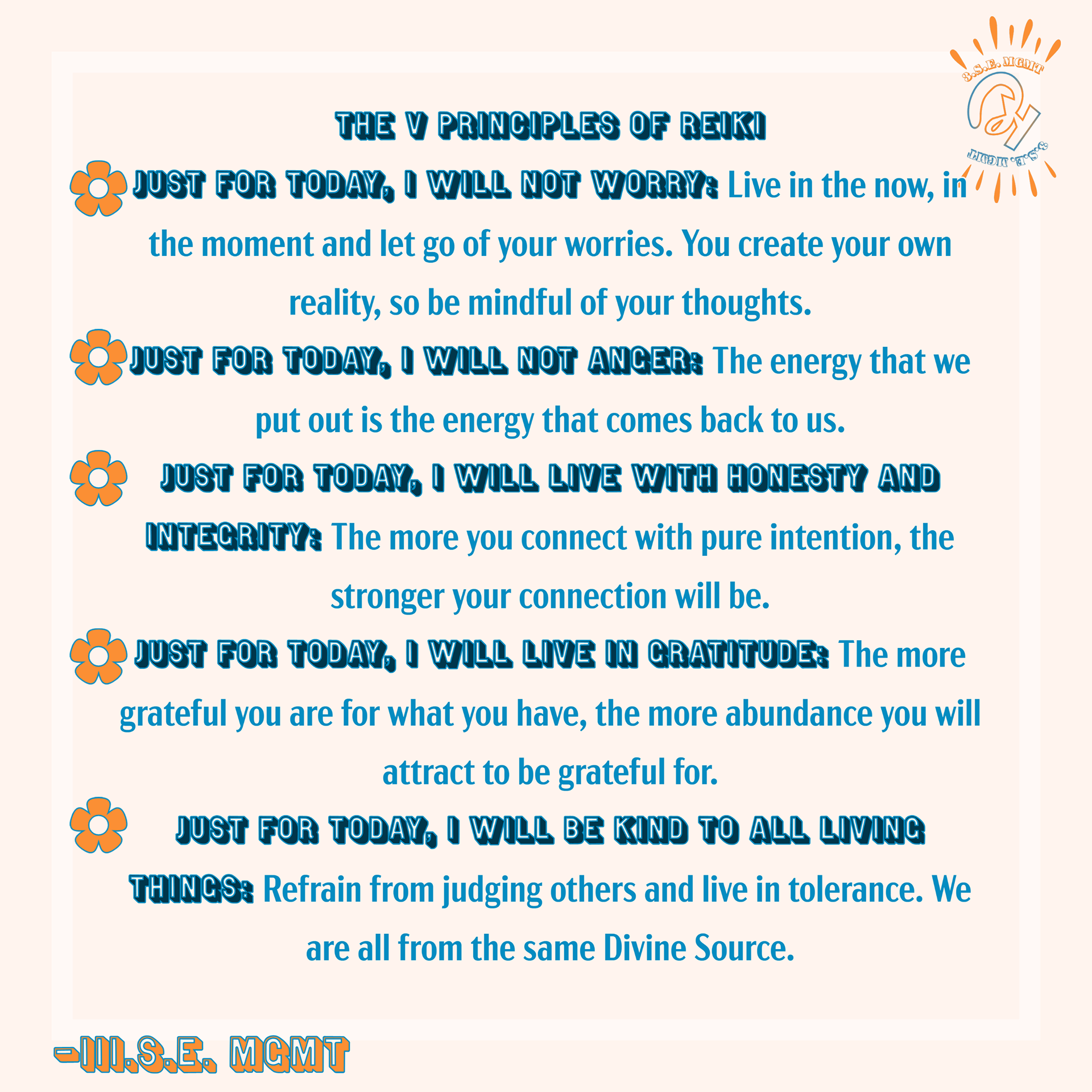 The five principles of reiki.