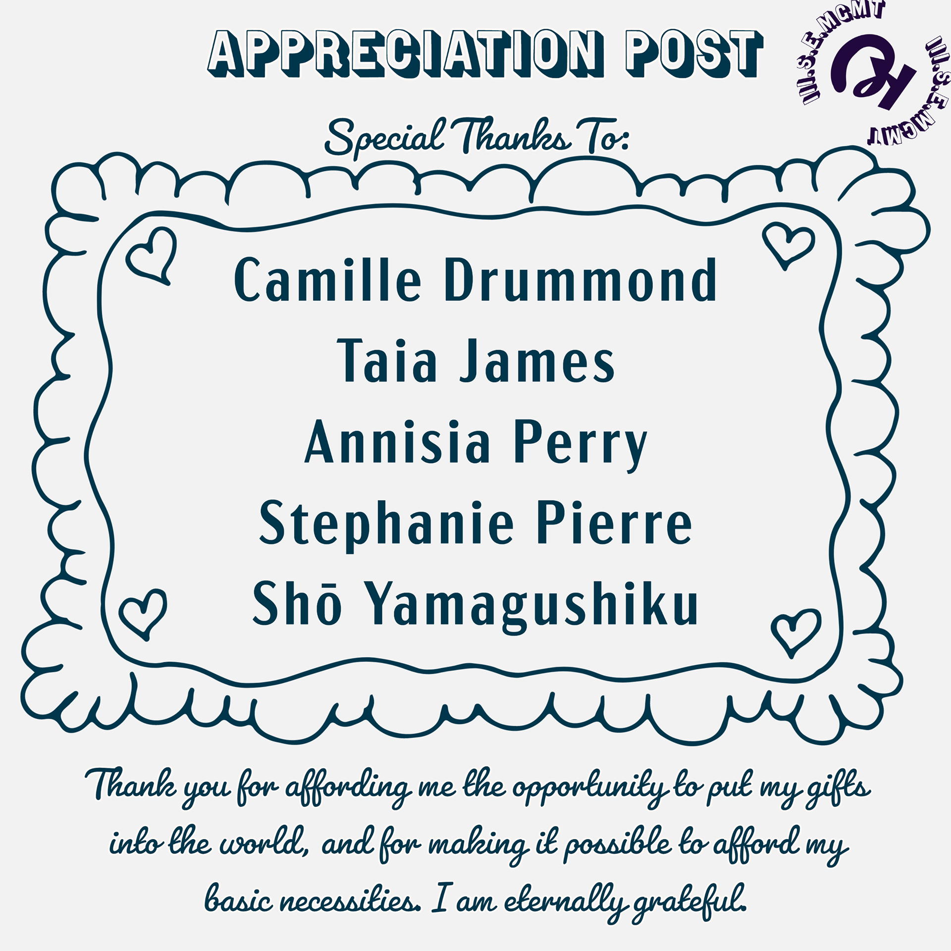 General announcement: this is a customer appreciation post.