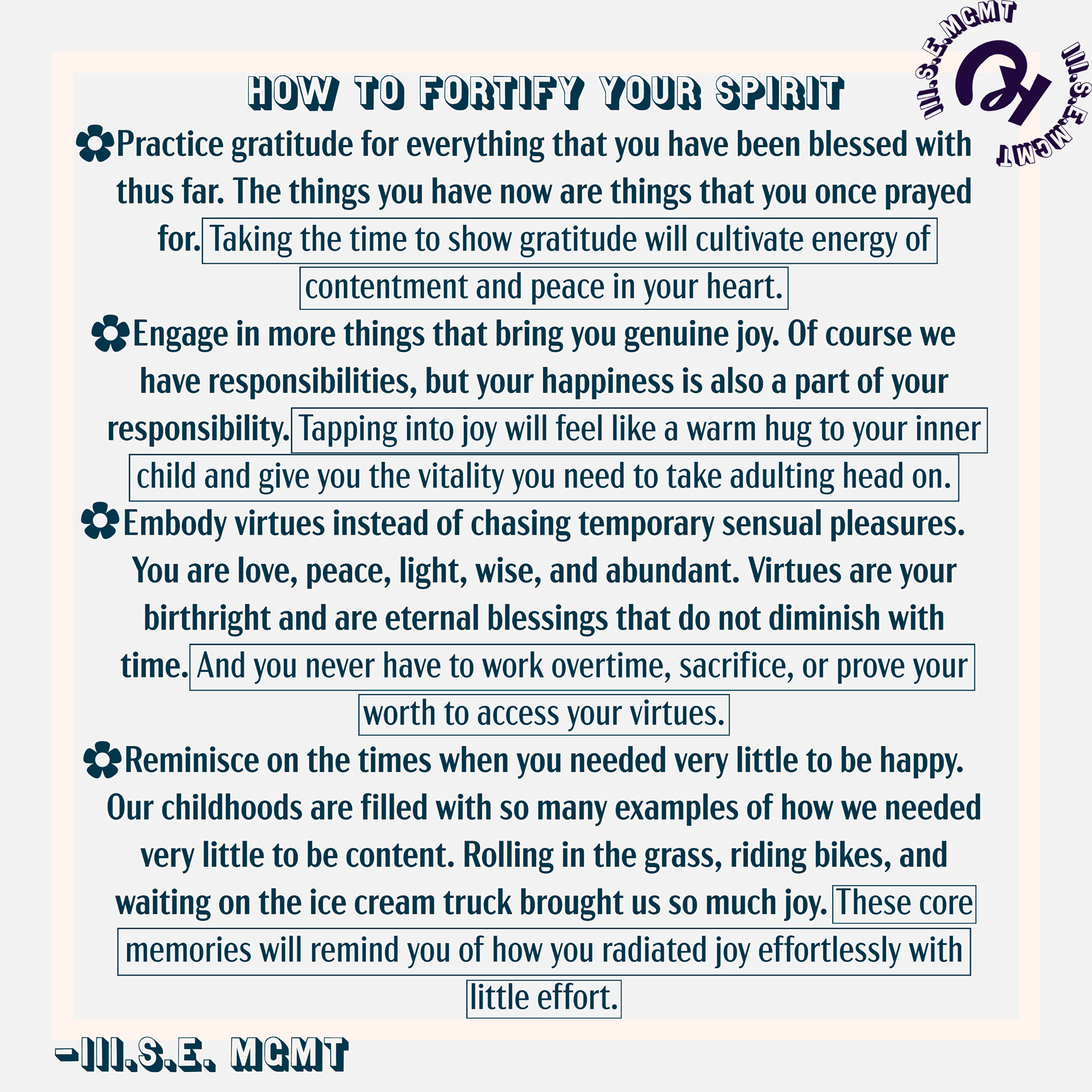 How to fortify your spirit.