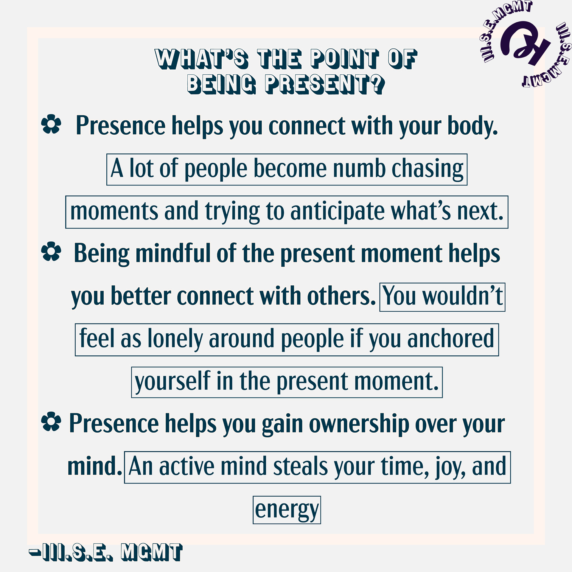 What's the point of being present (pt 1)?