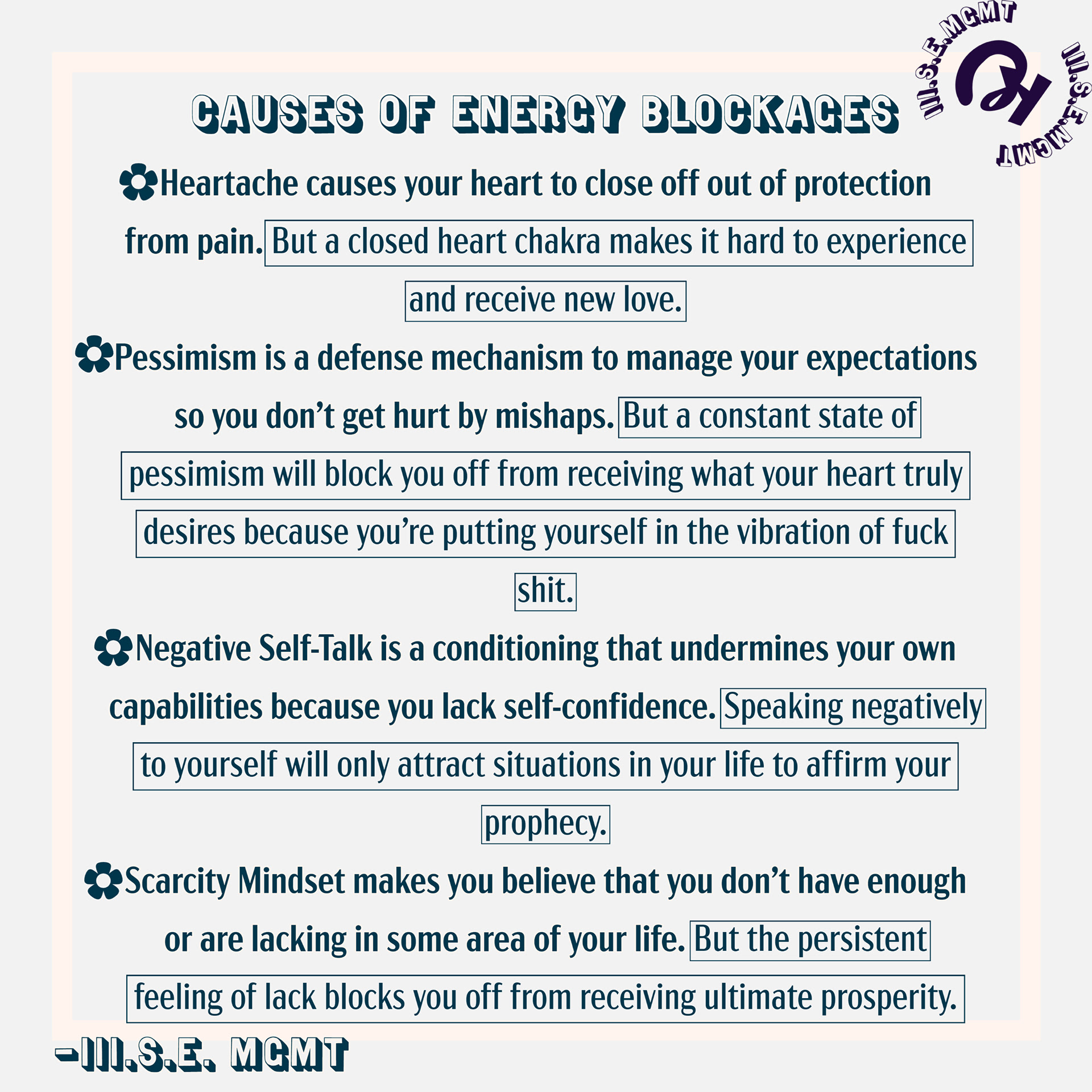 Causes of energy blockages
