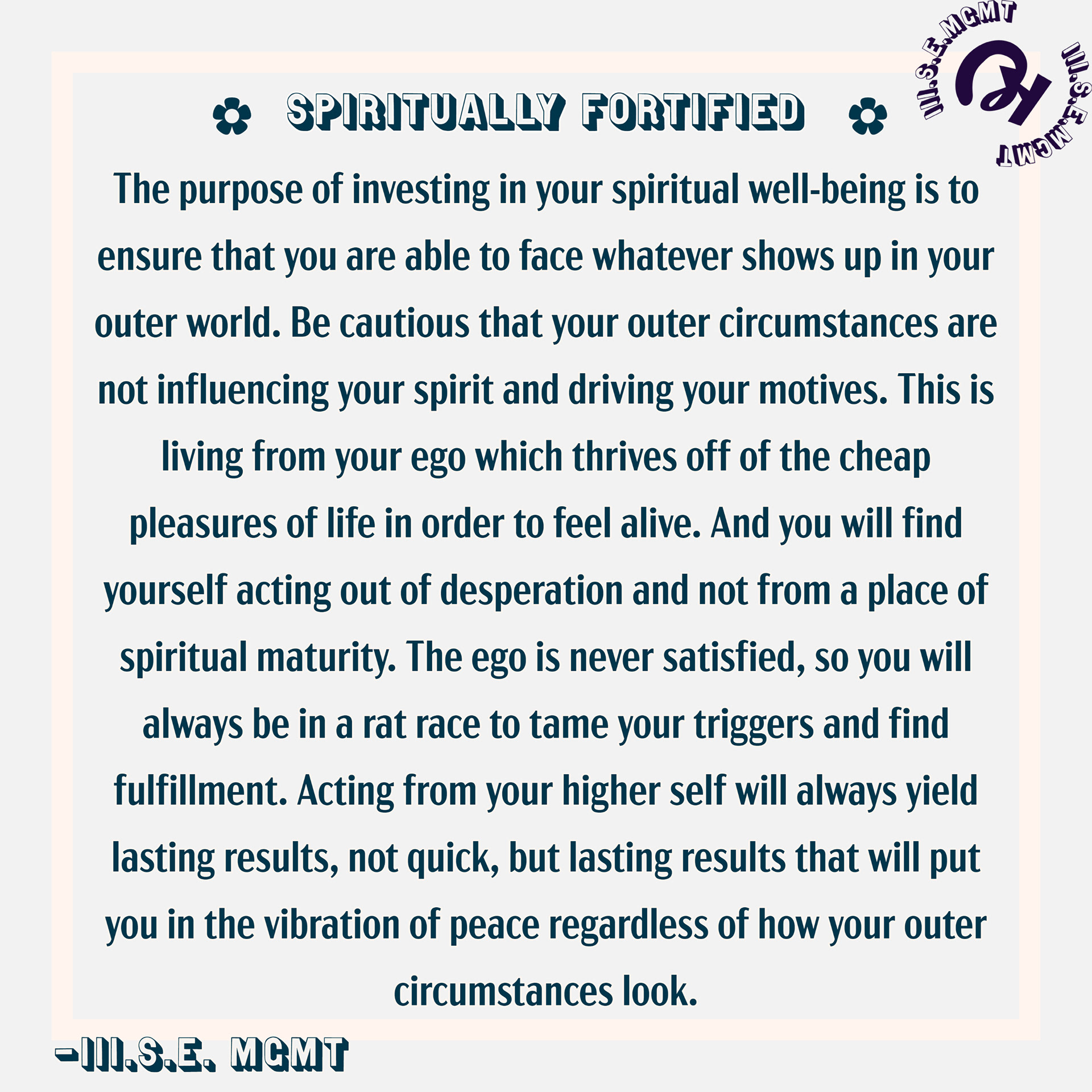 Spiritually fortified