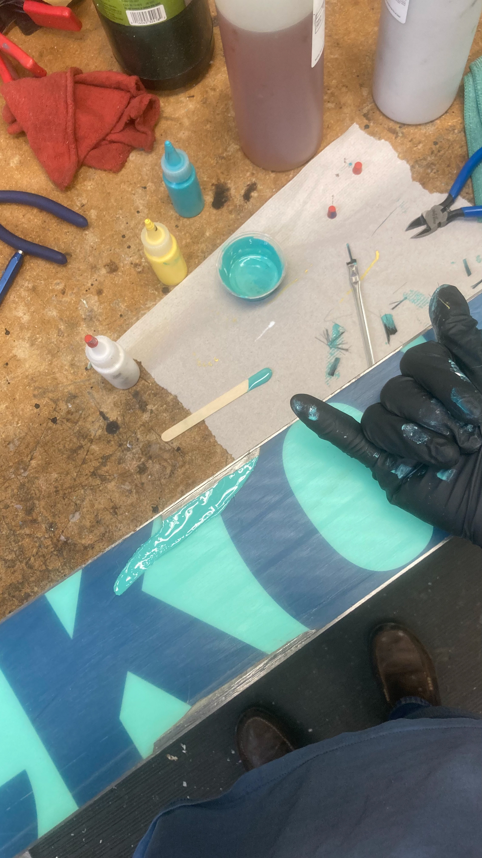 Deep coreshot pre-filled with epoxy